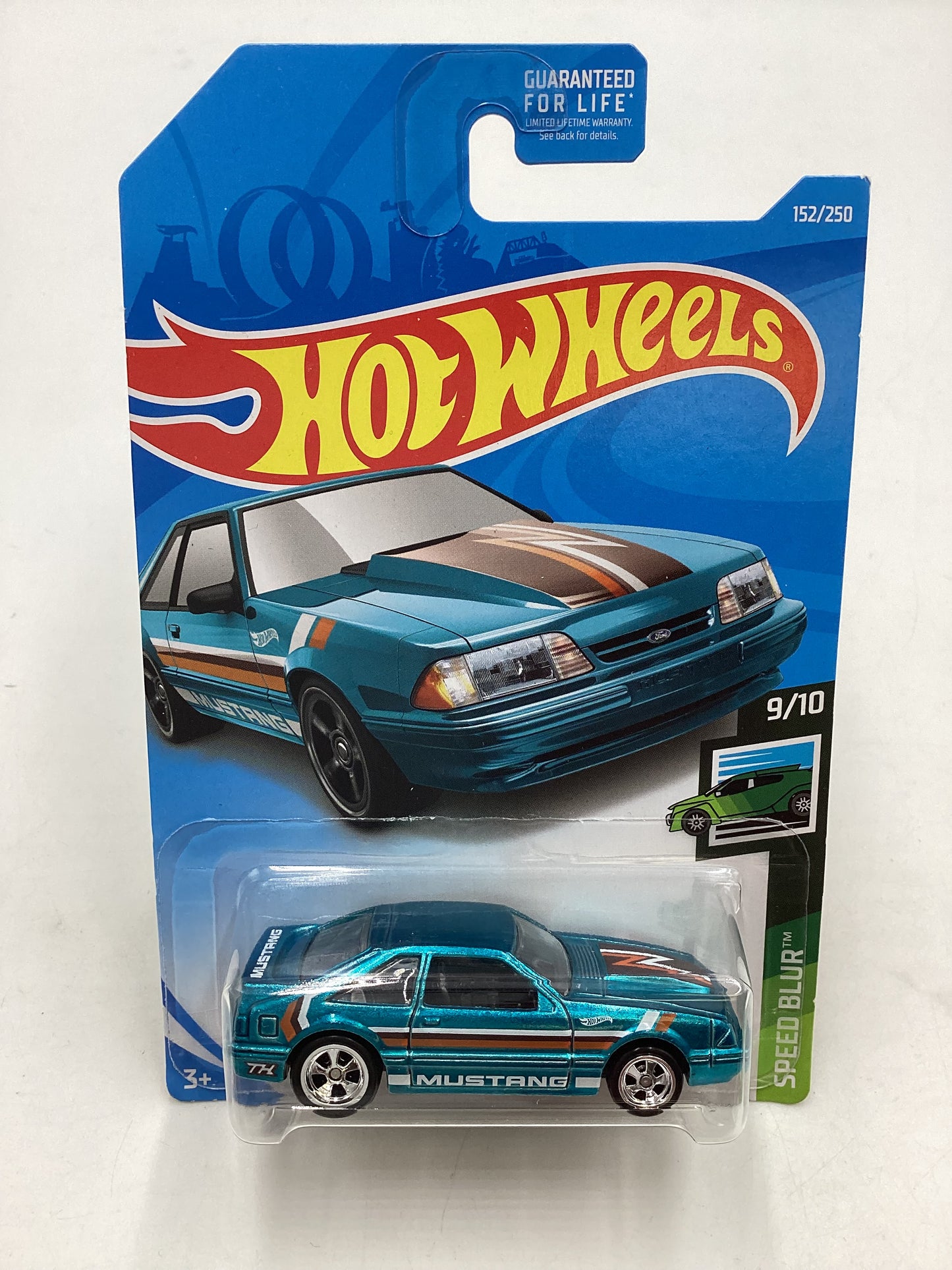 2019 Hot Wheels Super Treasure Hunt #152 92 Ford Mustang Blue W/Protector