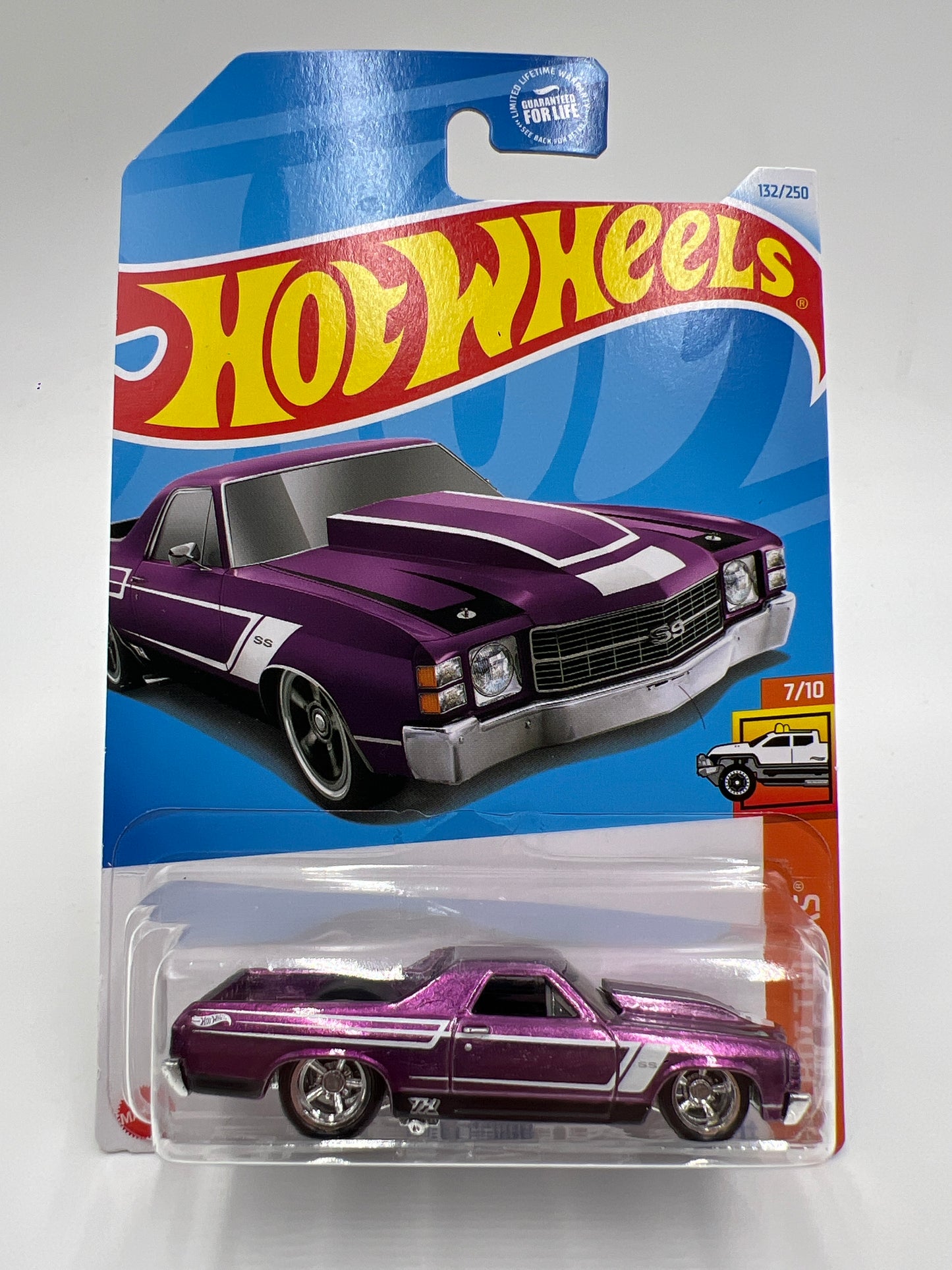 2024 Hot Wheels F Case Super Treasure Hunt #132 72 El Camino Purple W/Protector Small Crack In Blister
