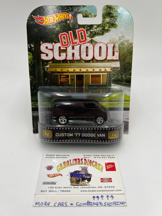 Hot Wheels Retro Entertainment Old School Custom 77 Dodge Van Black W/Protector