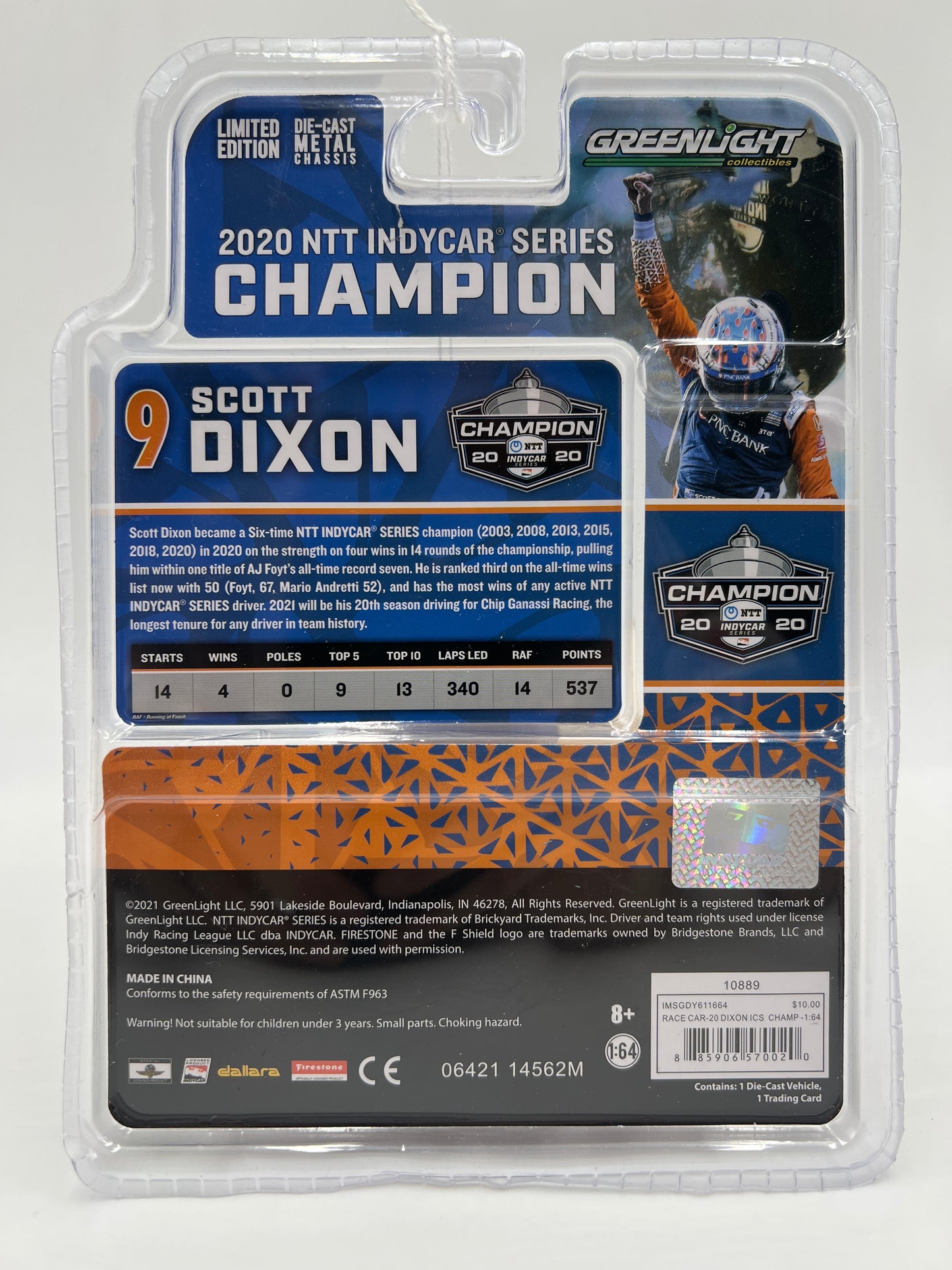 Greenlight 2020 NTT Indycar Series Champion #9 Scott Dixon Raced Version