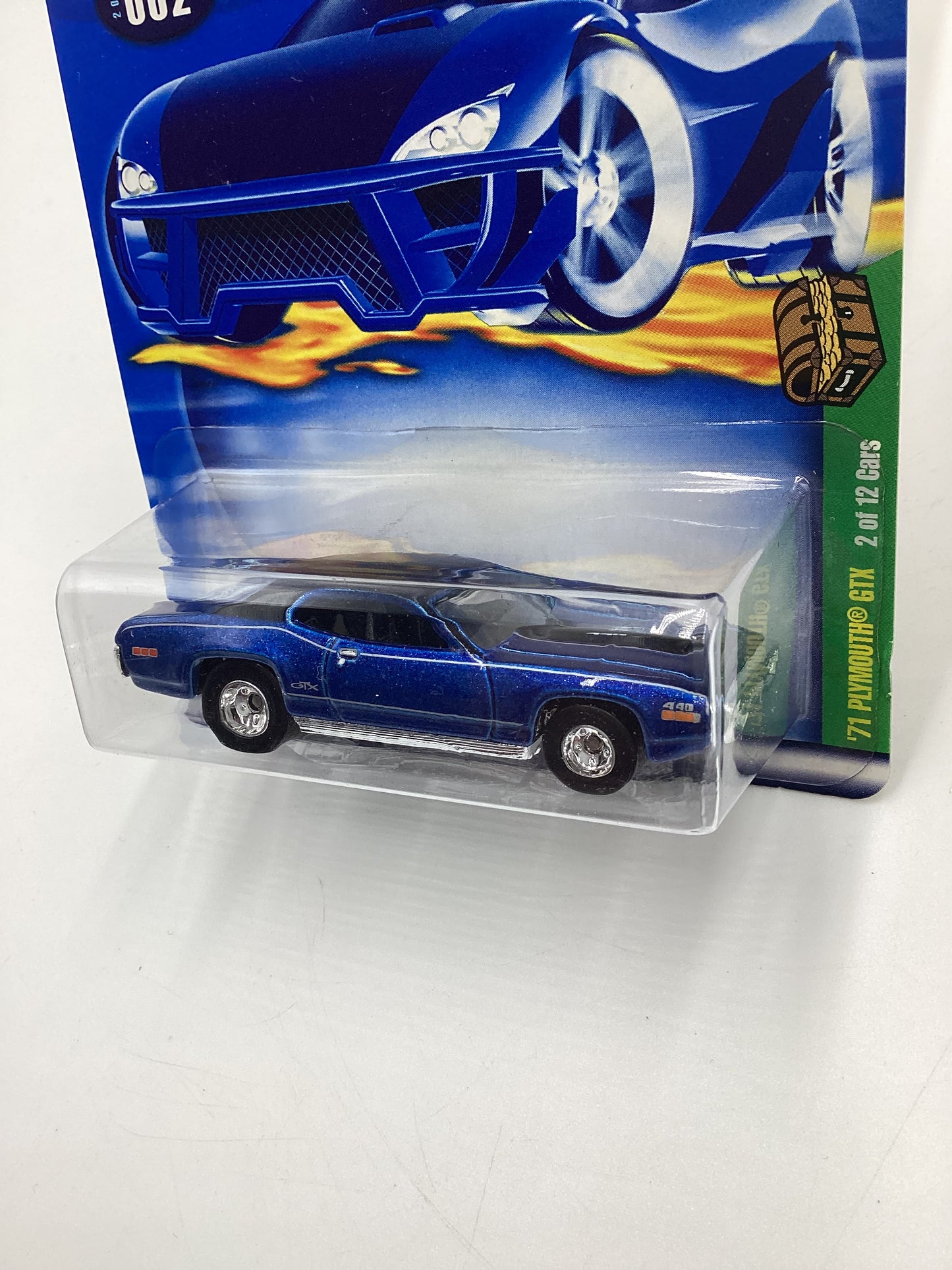 2002 Hot Wheels Treasure Hunt Real Riders #2 71 Plymouth GTX Blue 277C