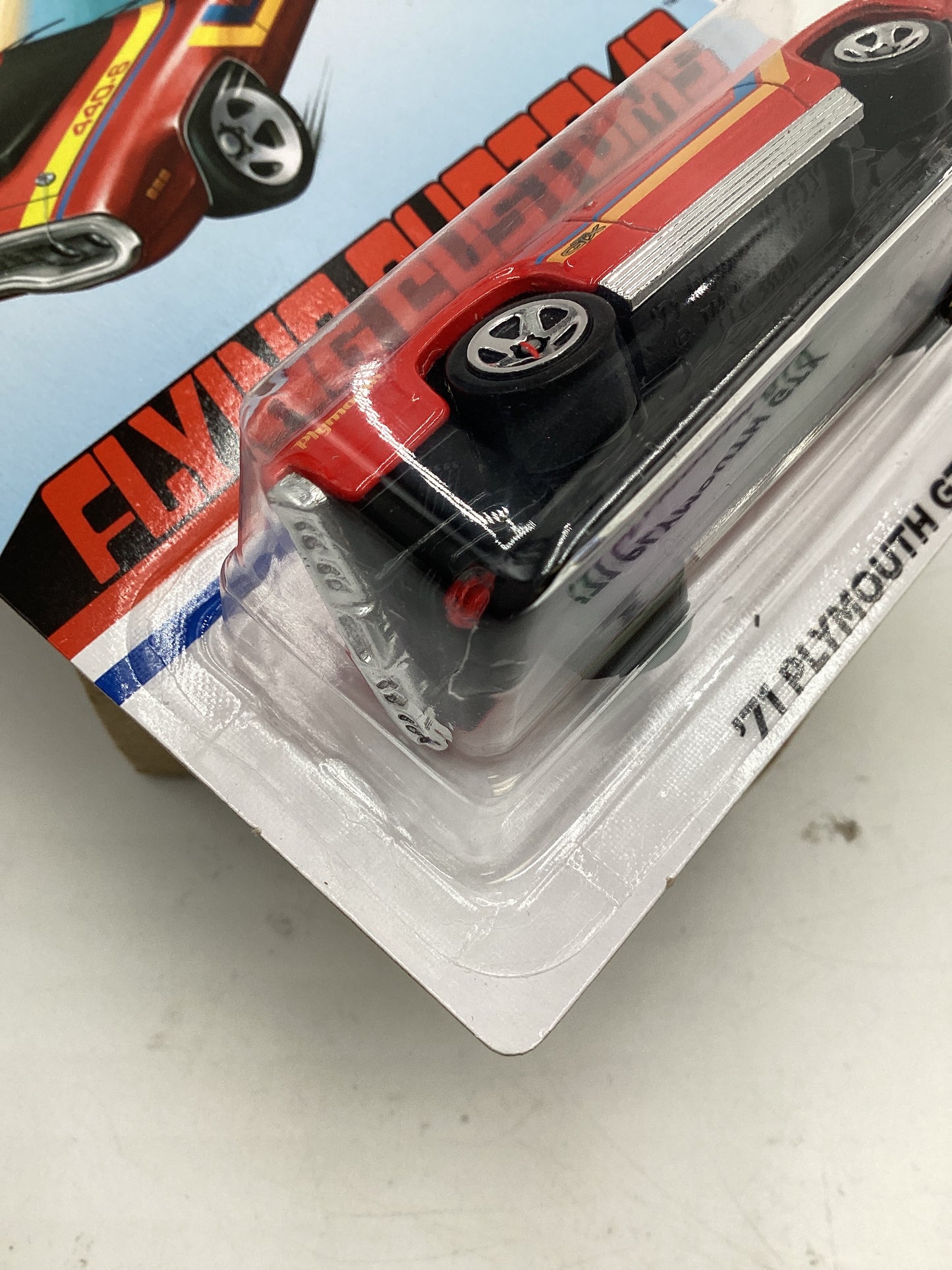 Hot Wheels Target Exclusive Flying Customs 71 Plymouth GTX Red Cracked Blister 157C