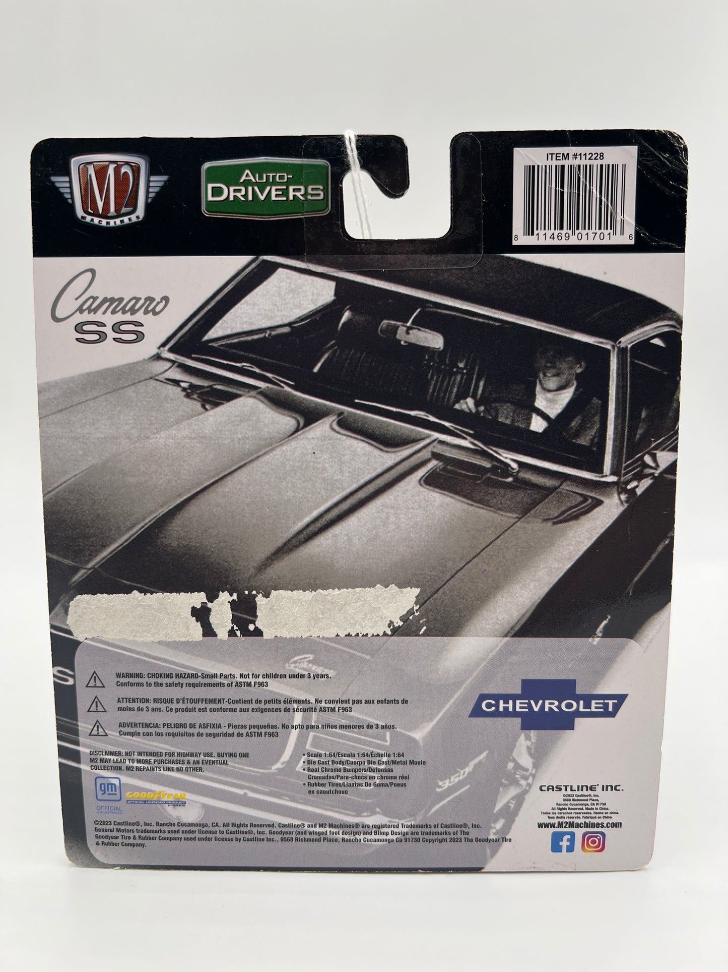 M2 Machines Auto Drivers 1969 Chevrolet Camaro SS/RS White/Blue Card Not Perfect R101 192F