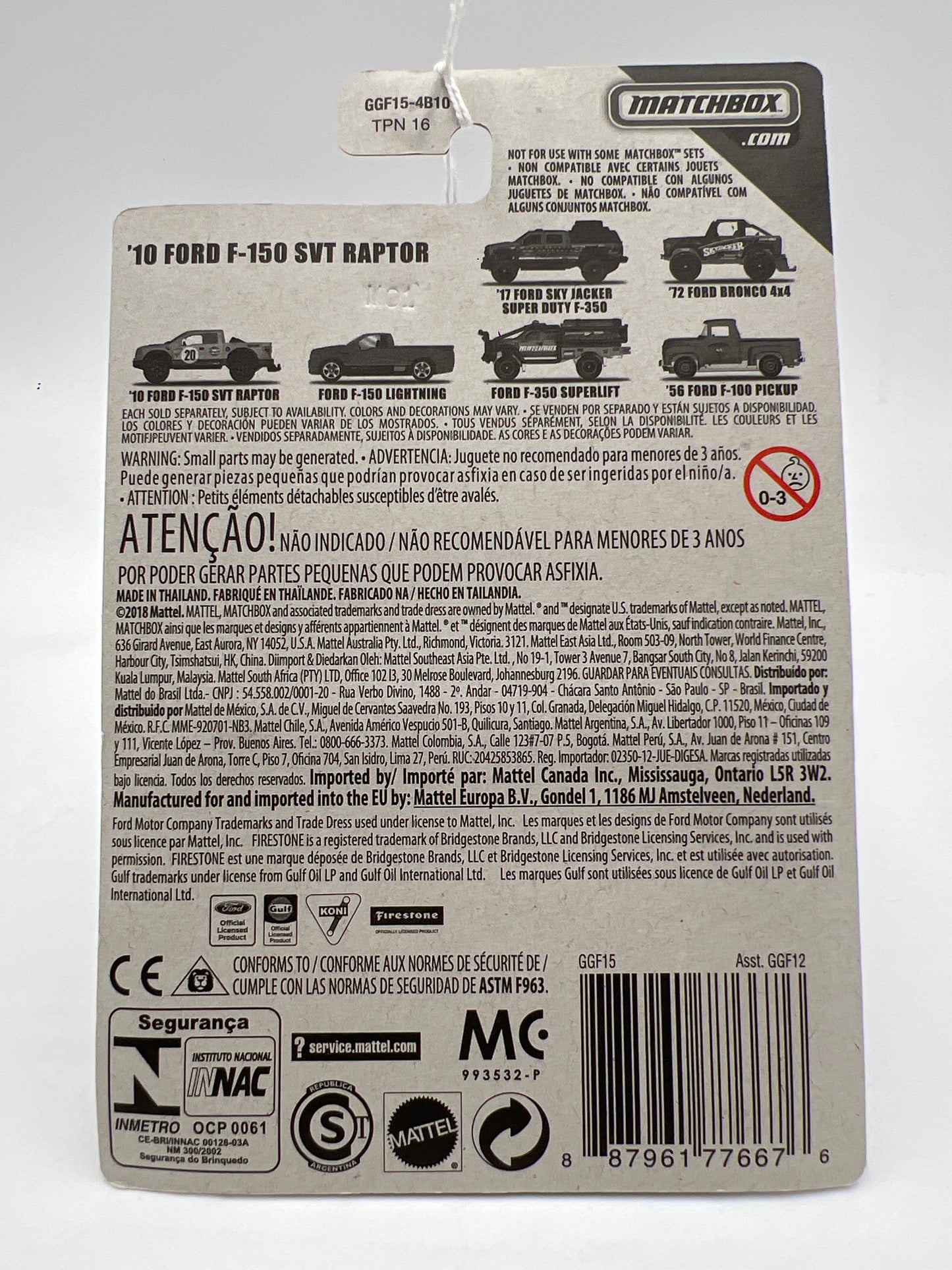 2019 Matchbox Ford Truck Series 10 Ford F-150 SVT Raptor Gulf Blue 150A