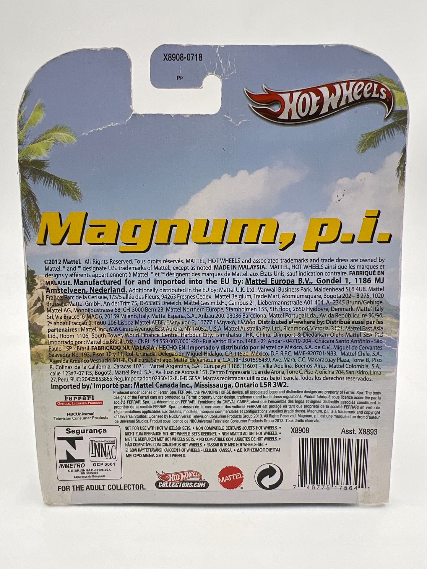 Hot Wheels Retro Entertainment Magnum PI Ferrari 308 GTS QV Red W/Protector Bad Card