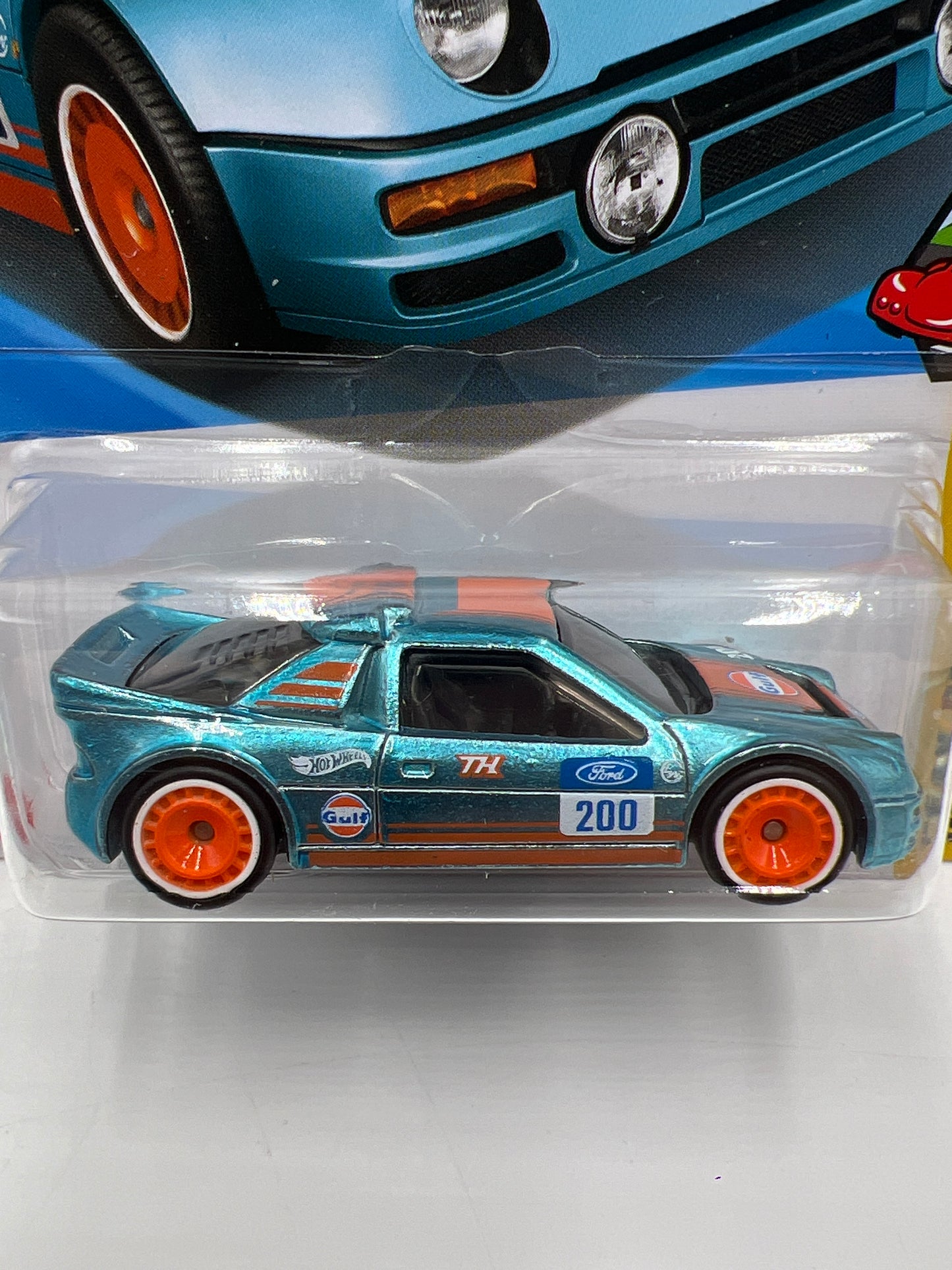 2025 Hot Wheels Factory Sealed Super Treasure Hunt #247 Ford RS200 Gulf Blue W/Protector J Hook Crease