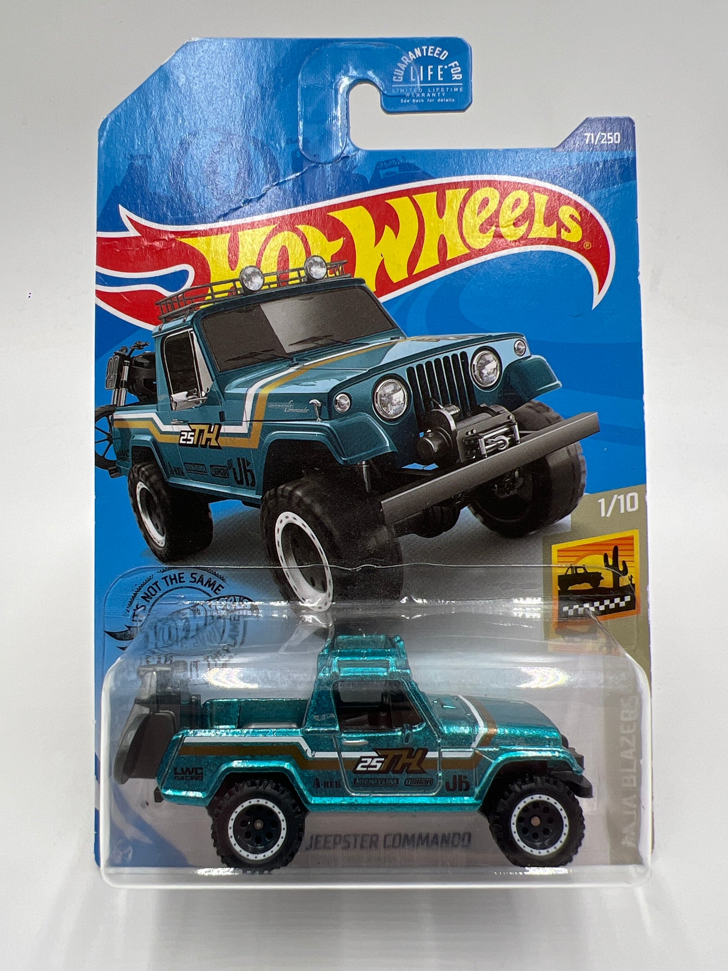 2020 Hot Wheels Super Treasure Hunt #71 67 Jeepster Commando Blue W/Protector Bad Card