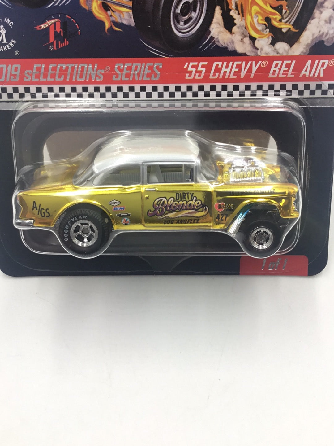 Hot wheels 2019 Selections Series redline club 55 Chevy Bel Air Gasser with protector