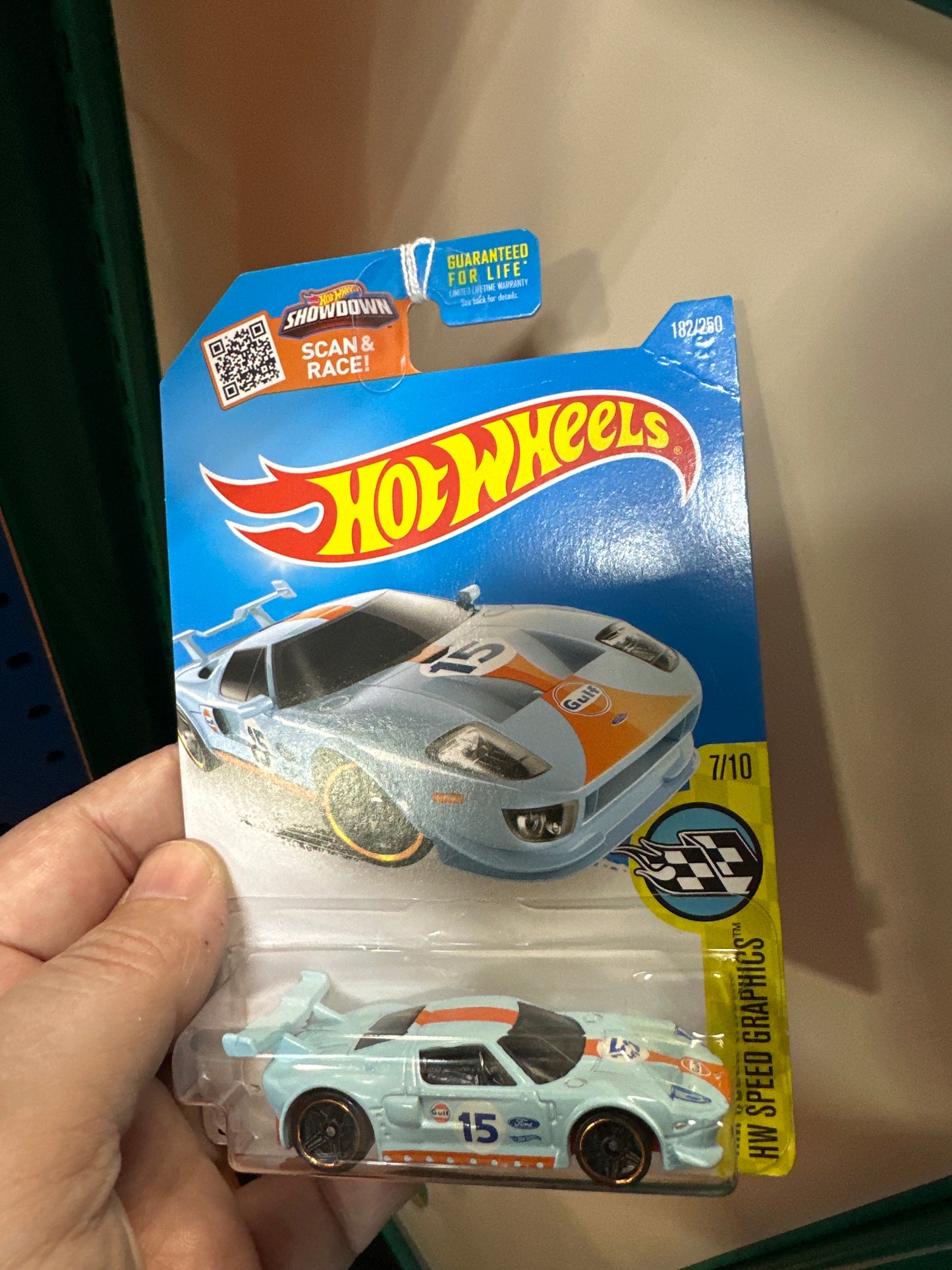 2016 Hot Wheels Speed Graphics #182 Ford GT Gulf Blue Card Not Perfect 22C