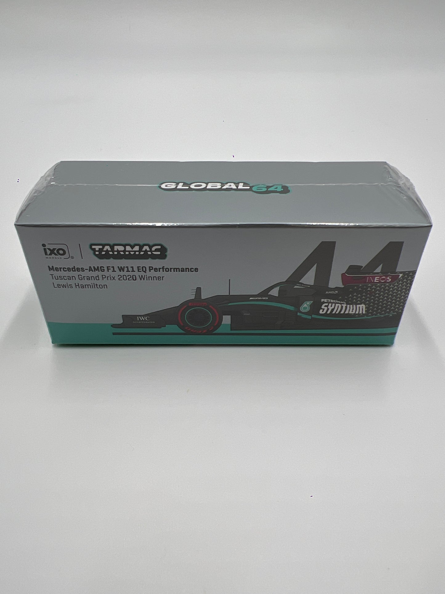 Tarmac Works Global64 IXO Models Lewis Hamilton Mercedes-AMG F1 W11 EQ Performance Tuscan Grand Prix 2020 Winner Sealed