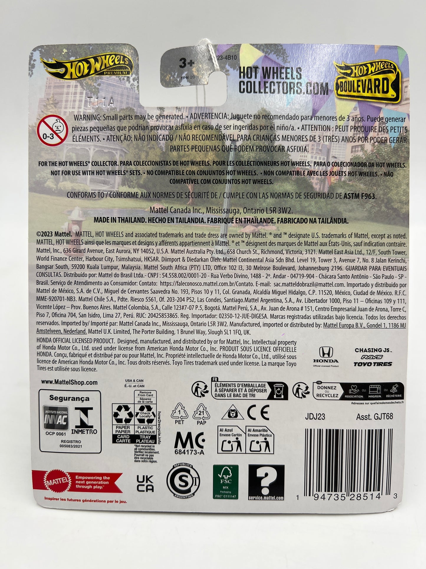 Hot Wheels Premium Boulevard Gold Label 99 Honda Civic Type R EK9 White 261D