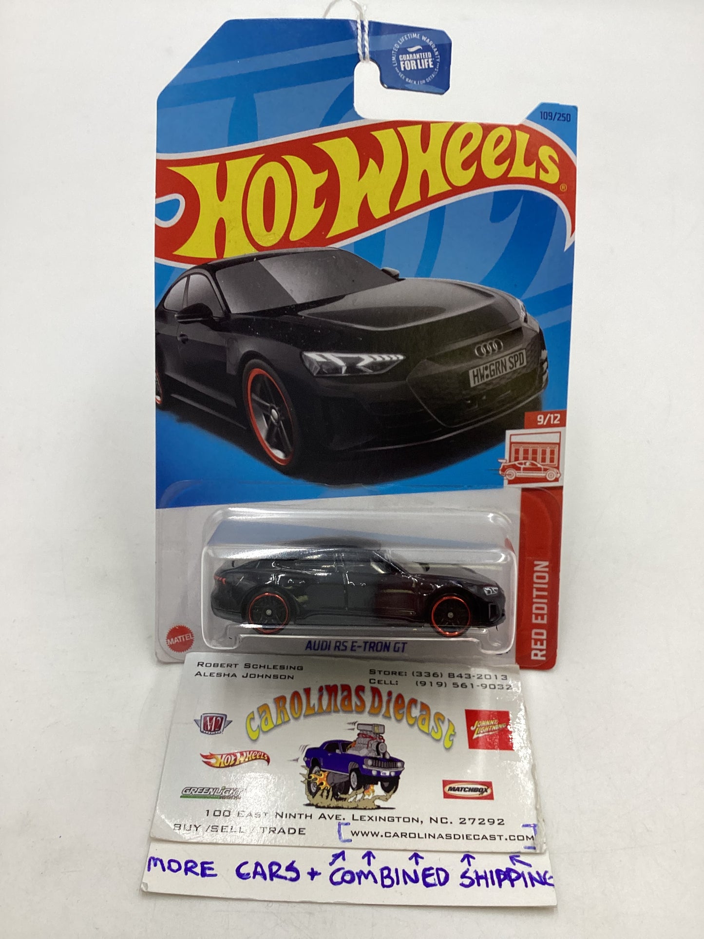 2023 Hot Wheels Red Edition #109 Audi RS E-Tron GT Black (Bad Card) 145C