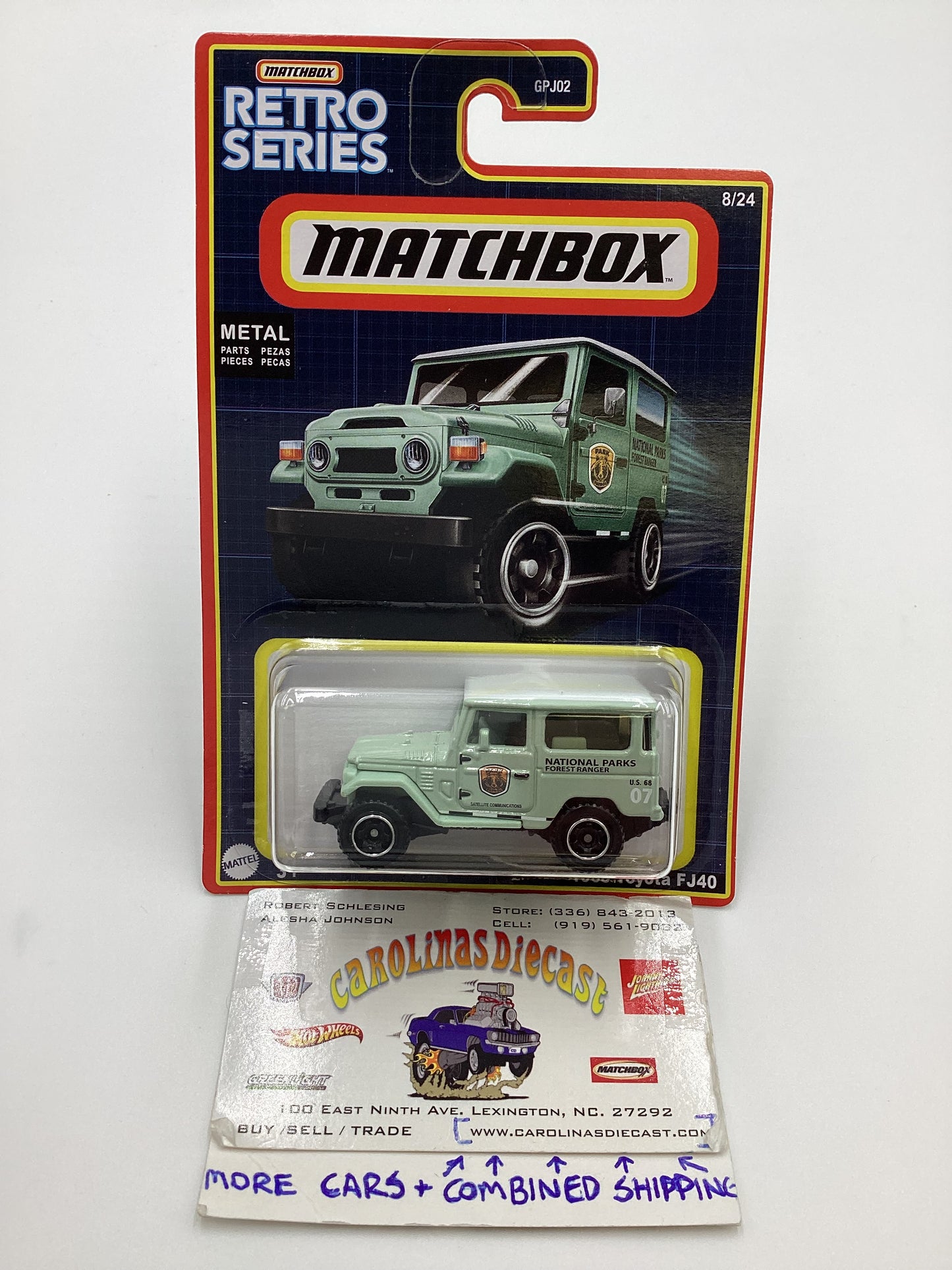 2022 Matchbox Retro Series 8/24 National Parks 1968 Toyota FJ40 Green W/protector