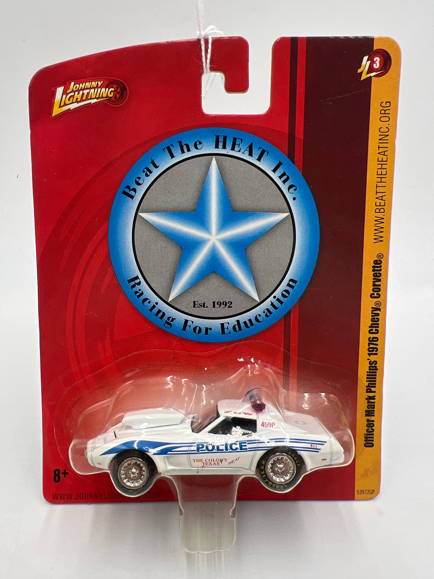 Johnny Lightning Small Card Officer Mark Phillips 1976 Chevy Corvette 217E
