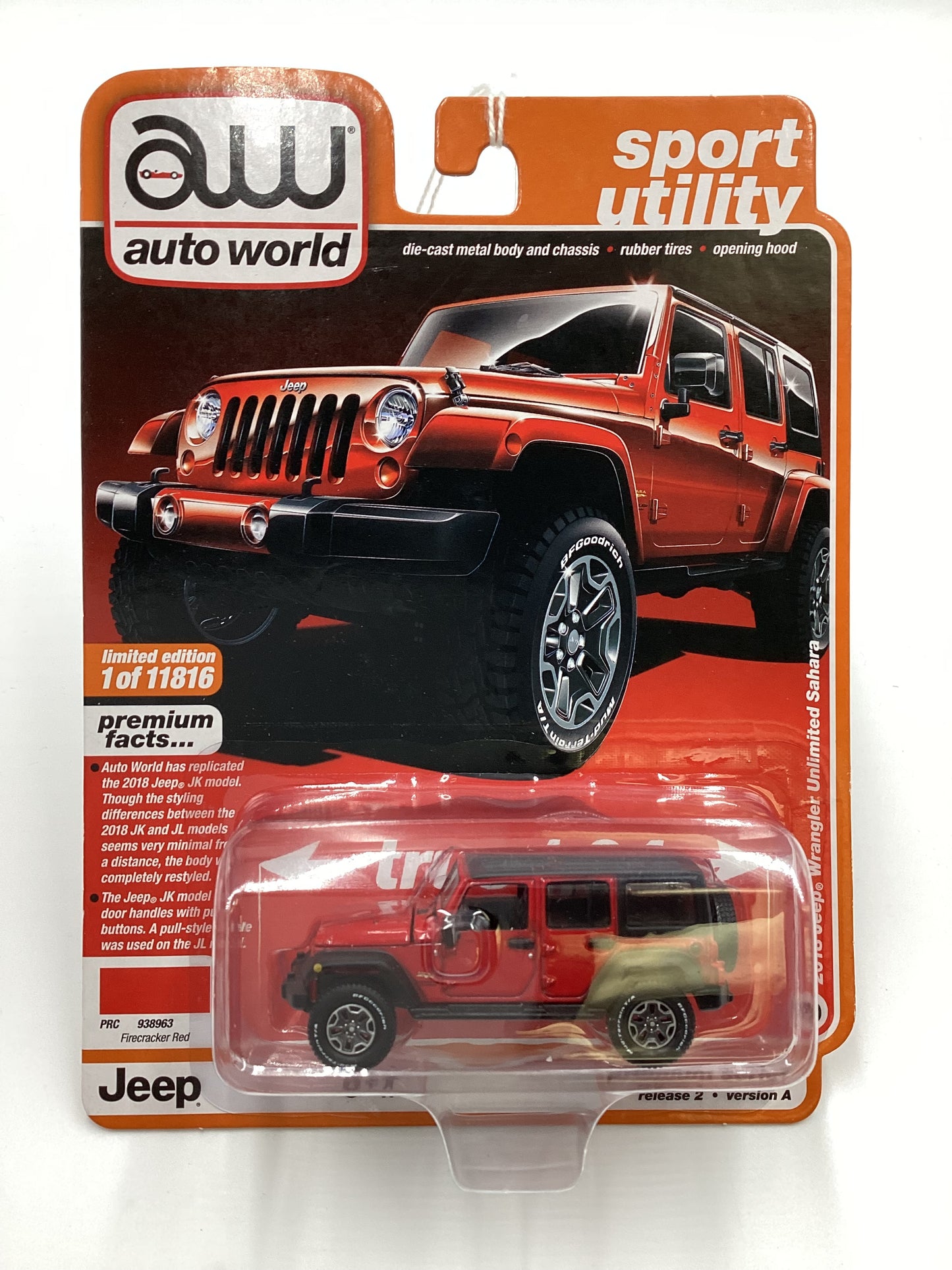 Auto World Sport Utility Release 2 Version A 2018 Jeep Wrangler Unlimited Sahara Red 182E