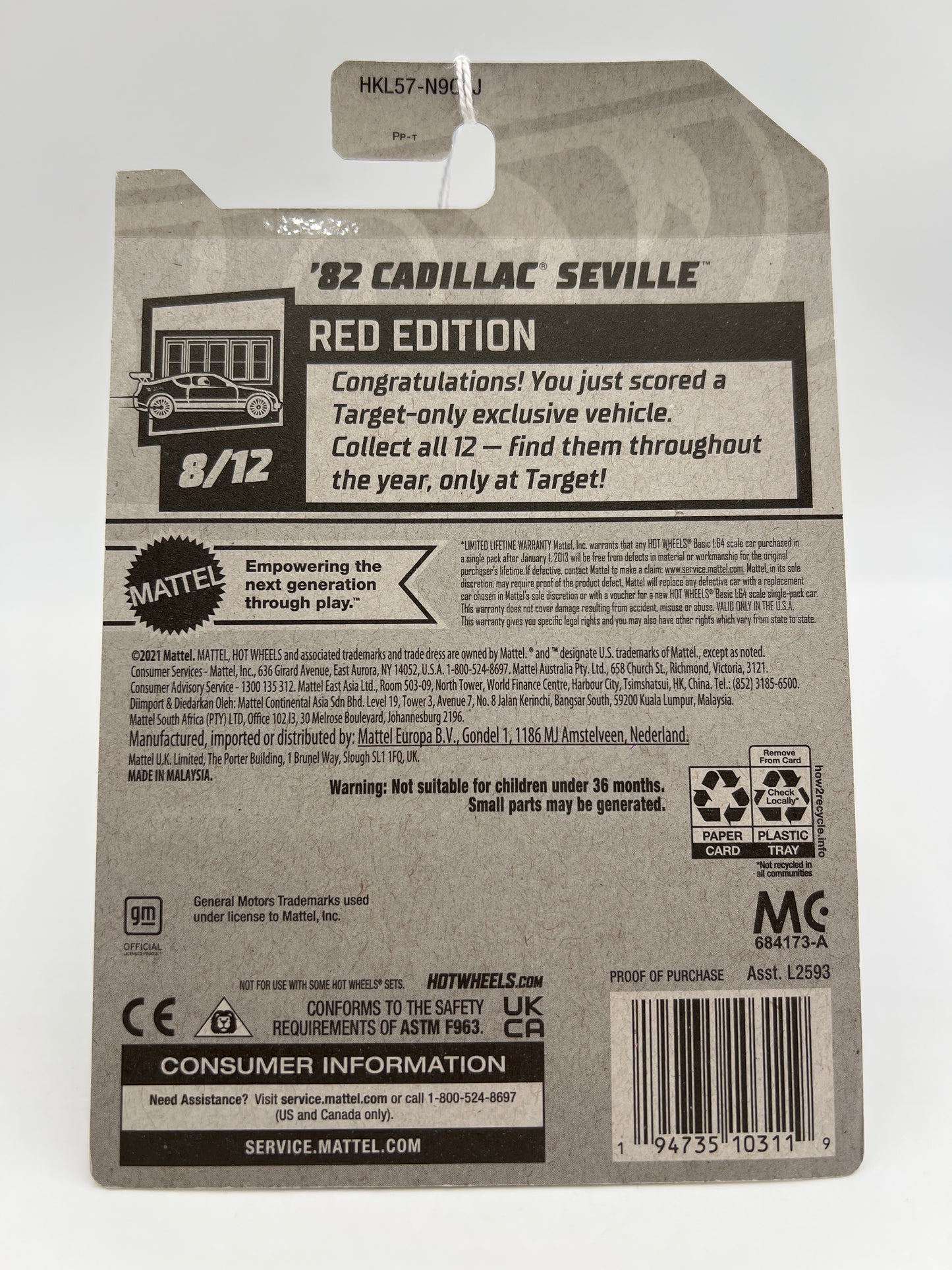 2023 Hot Wheels Target Exclusive Red Edition #75 82 Cadillac Seville White/Red