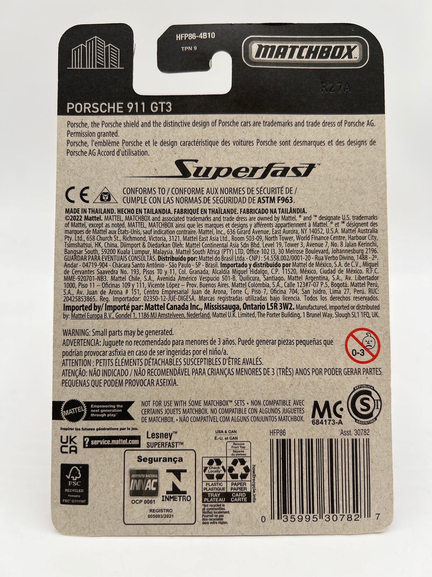 Matchbox Super Chase Porsche 911 GT3 Black W/Protector