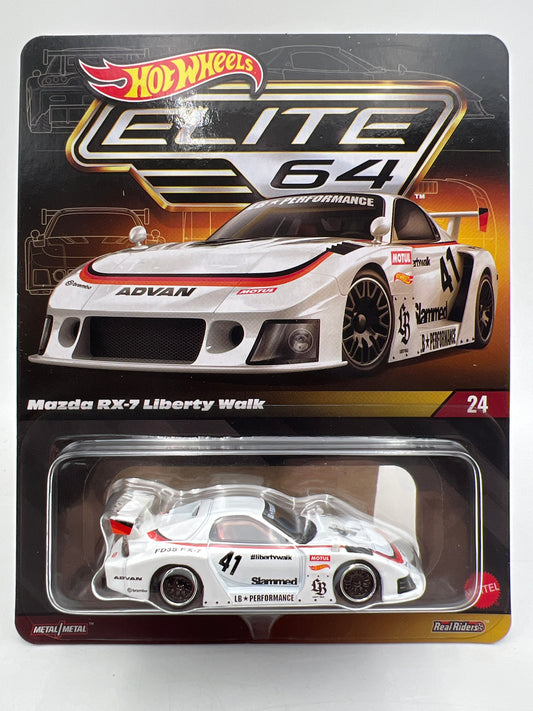 Hot Wheels RLC Elite 64 #24 Mazda RX-7 Liberty Walk White W/Protector