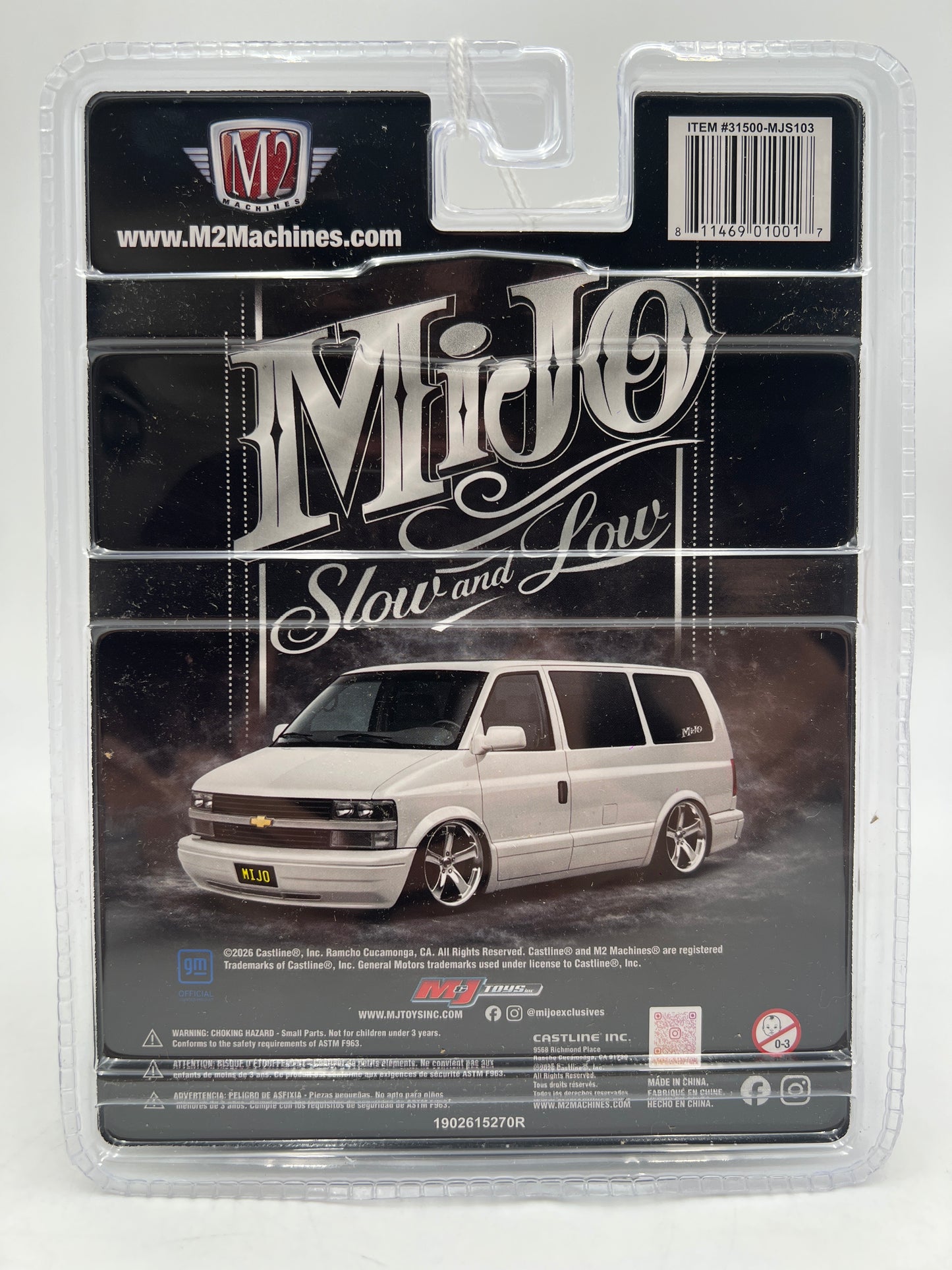 M2 Machines MJS103 MiJo Exclusives CHASE Slow And Low 1995 Chevy Astro Van White