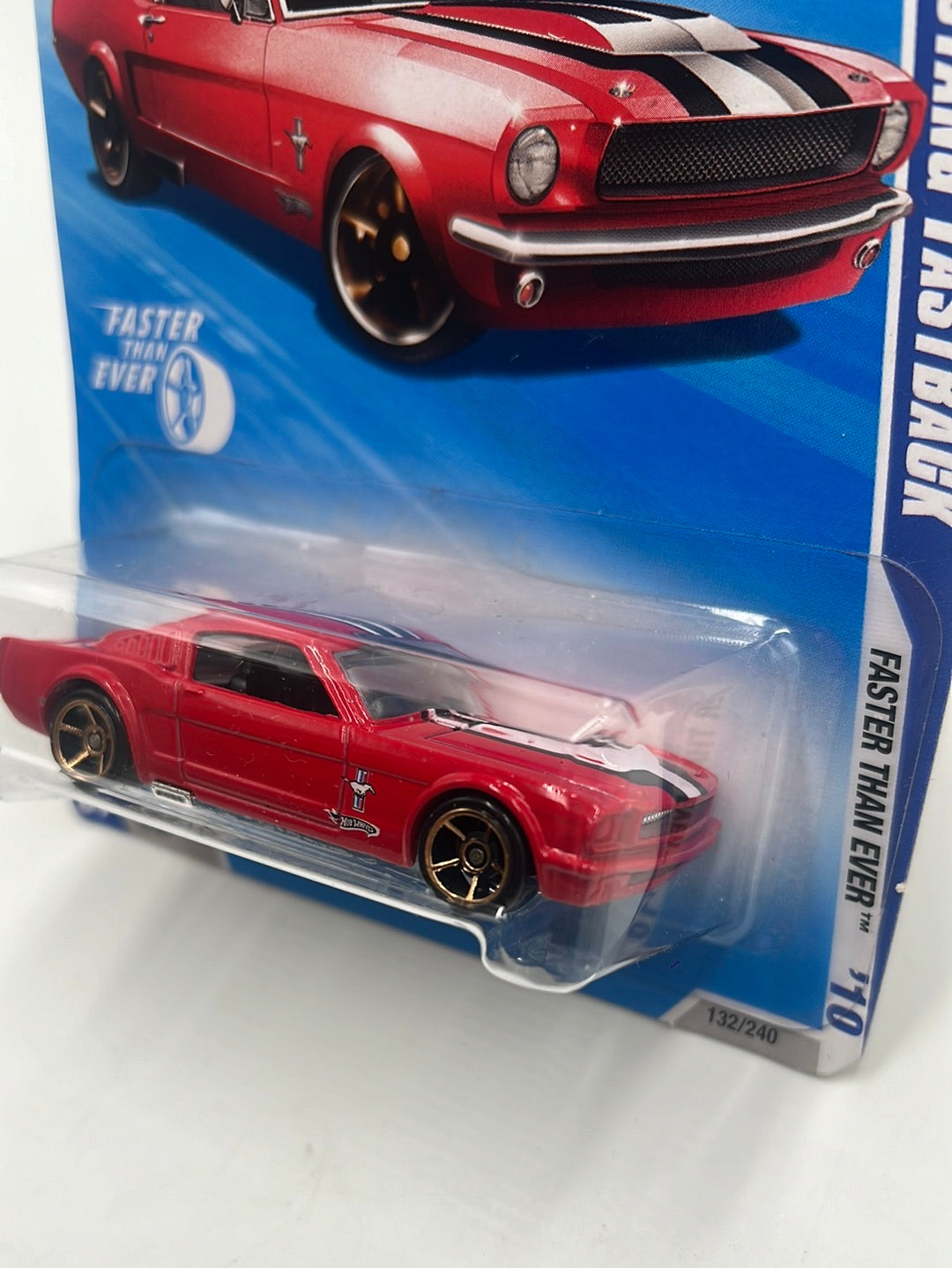 2010 Hot Wheels Faster Than Ever Ford Mustang Fastback Red 132/240 25H