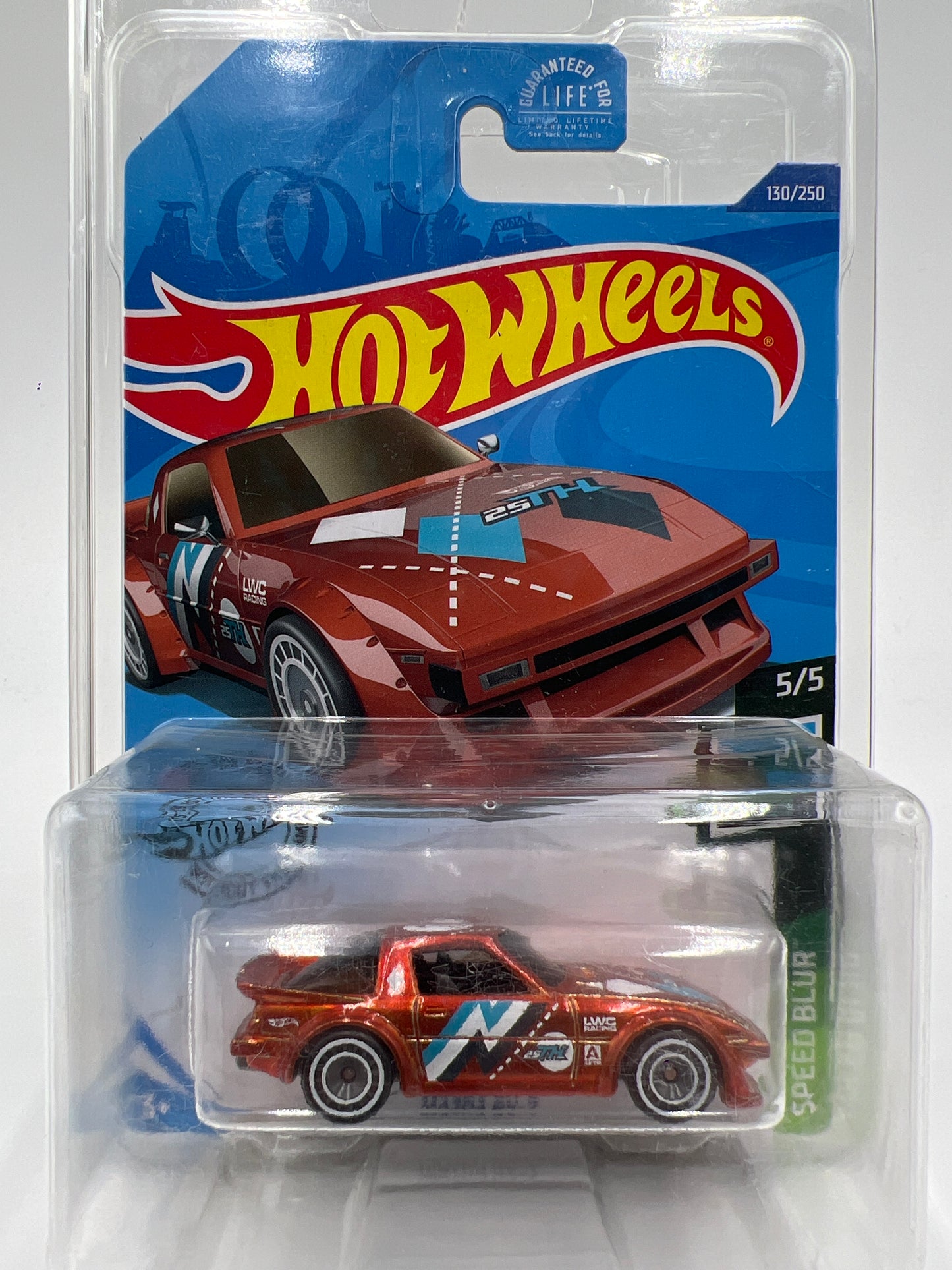2020 Hot Wheels Super Treasure Hunt #130 Mazda RX-7 Orange W/Protector Card Not Perfect