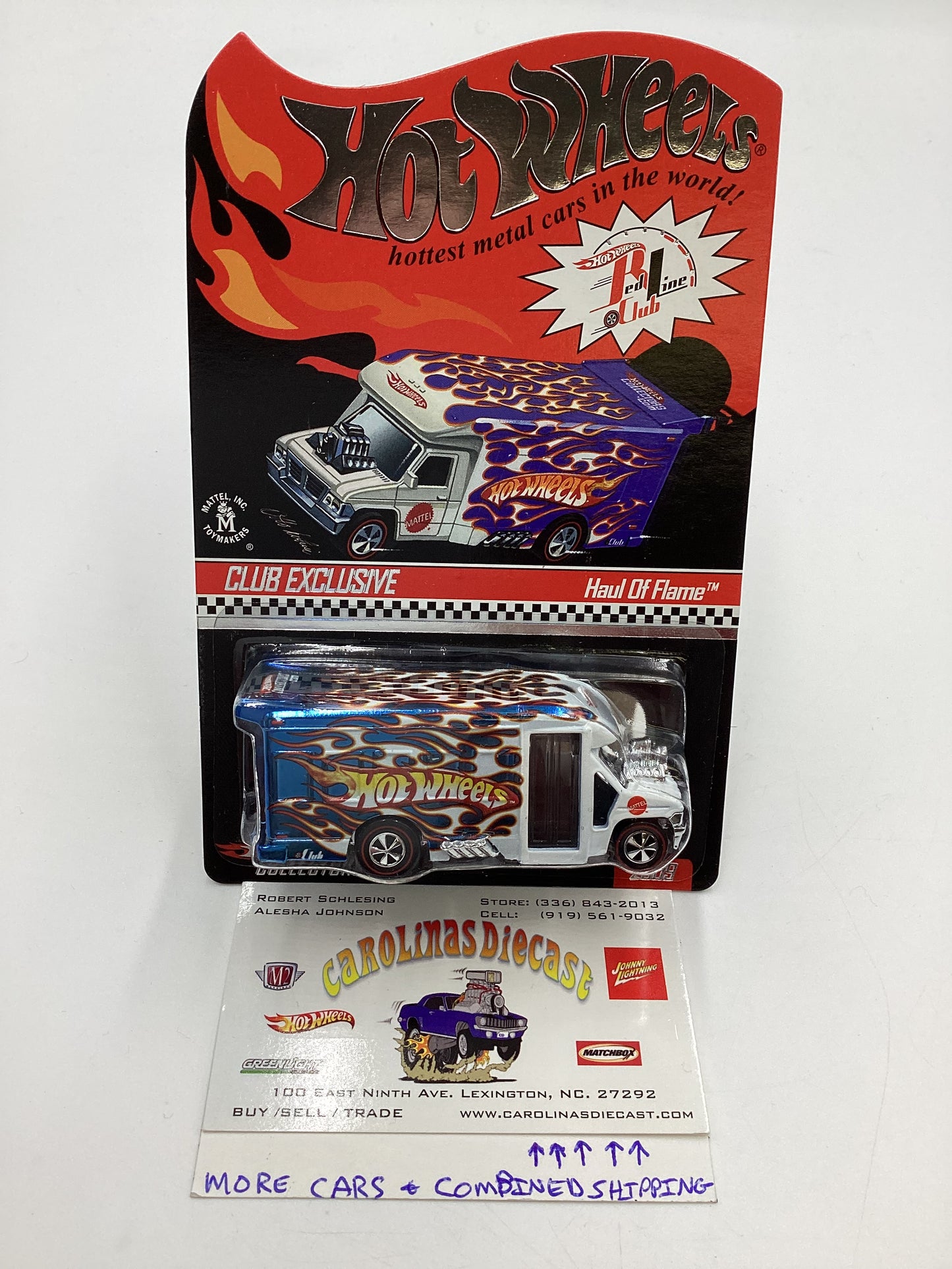 2009 Hot Wheels RLC Club Exclusive #2955/3500 Haul of Flame Blue/White with protector