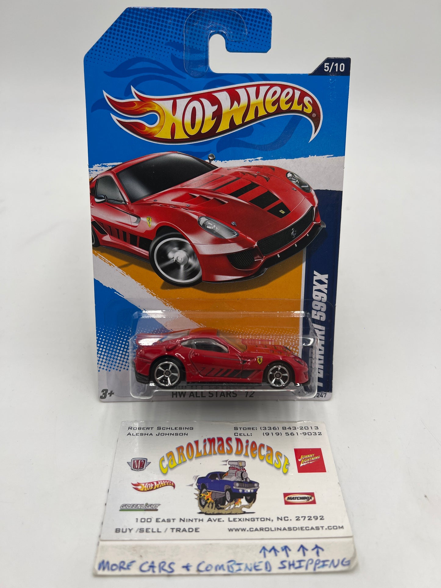 2012 Hot Wheels All Stars #125 Ferrari 599XX Red HTF W/Protector