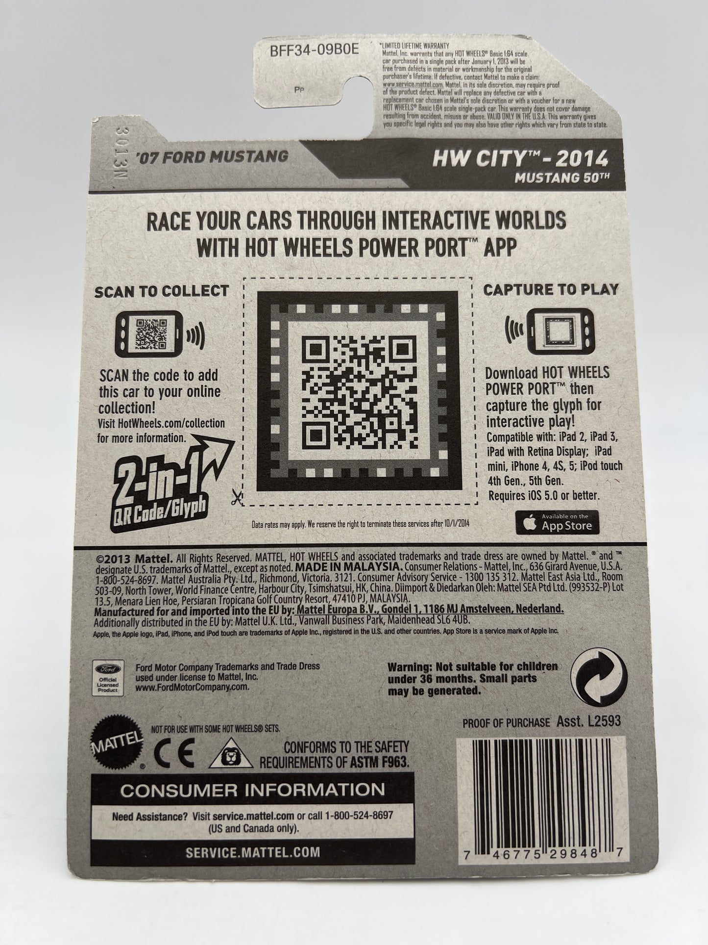 2014 Hot Wheels Super Treasure Hunt #95 07 Ford Mustang Red W/Protector