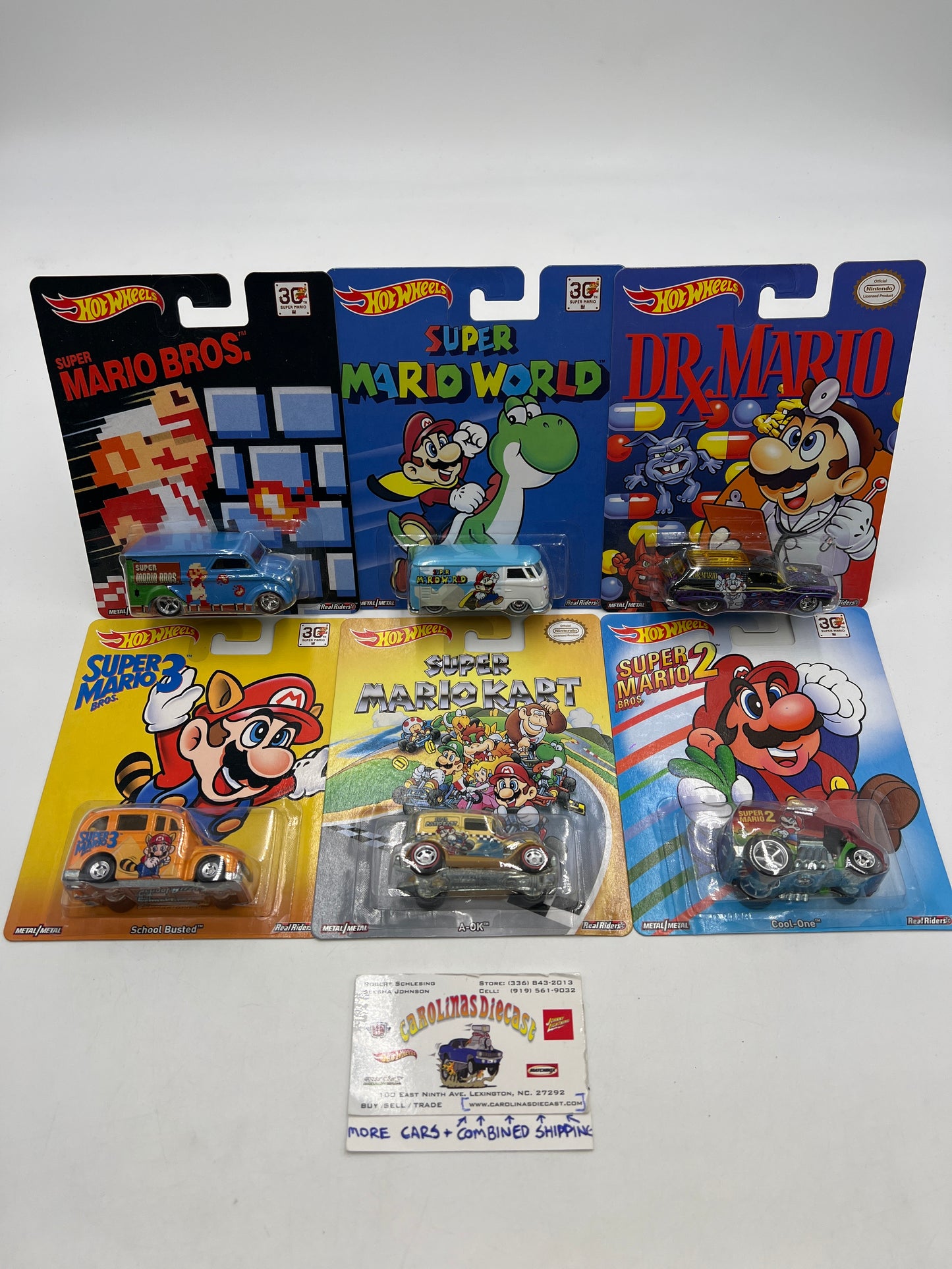 Hot Wheels Pop Culture Mario Full 6 Car Set W/Protectors VHTF