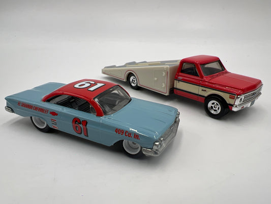 Hot Wheels 1/64 Premium Team Transport #54 61 Impala & 72 Chevy Ramp Truck Loose