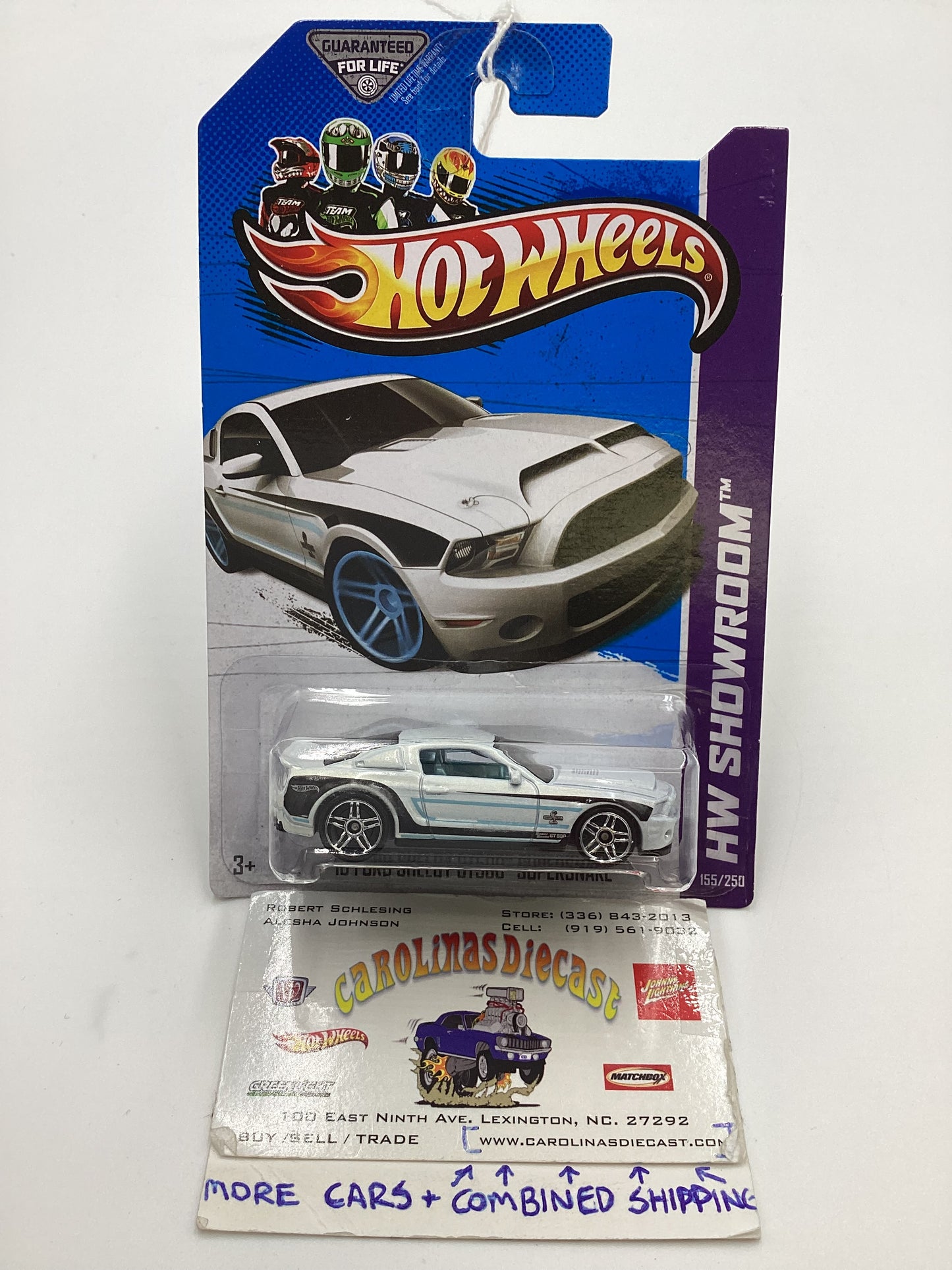 2013 Hot Wheels #155 10 Ford Shelby GT500 Supersnake White Chrome Wheels 23B