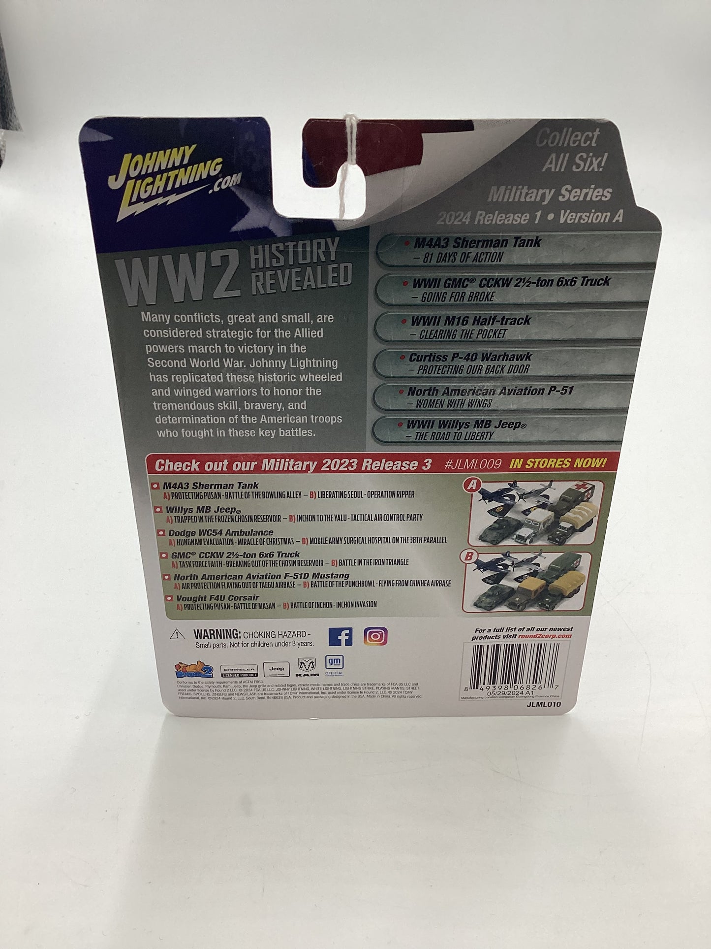 Johnny Lightning WW2 History Revealed Release 1 Version A North American Aviation P-51 Mustang White Lightning Chase