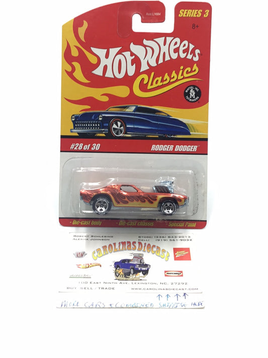 Hot wheels classics series 3 #28 Rodger Dodger (Cracked Blister) FF4