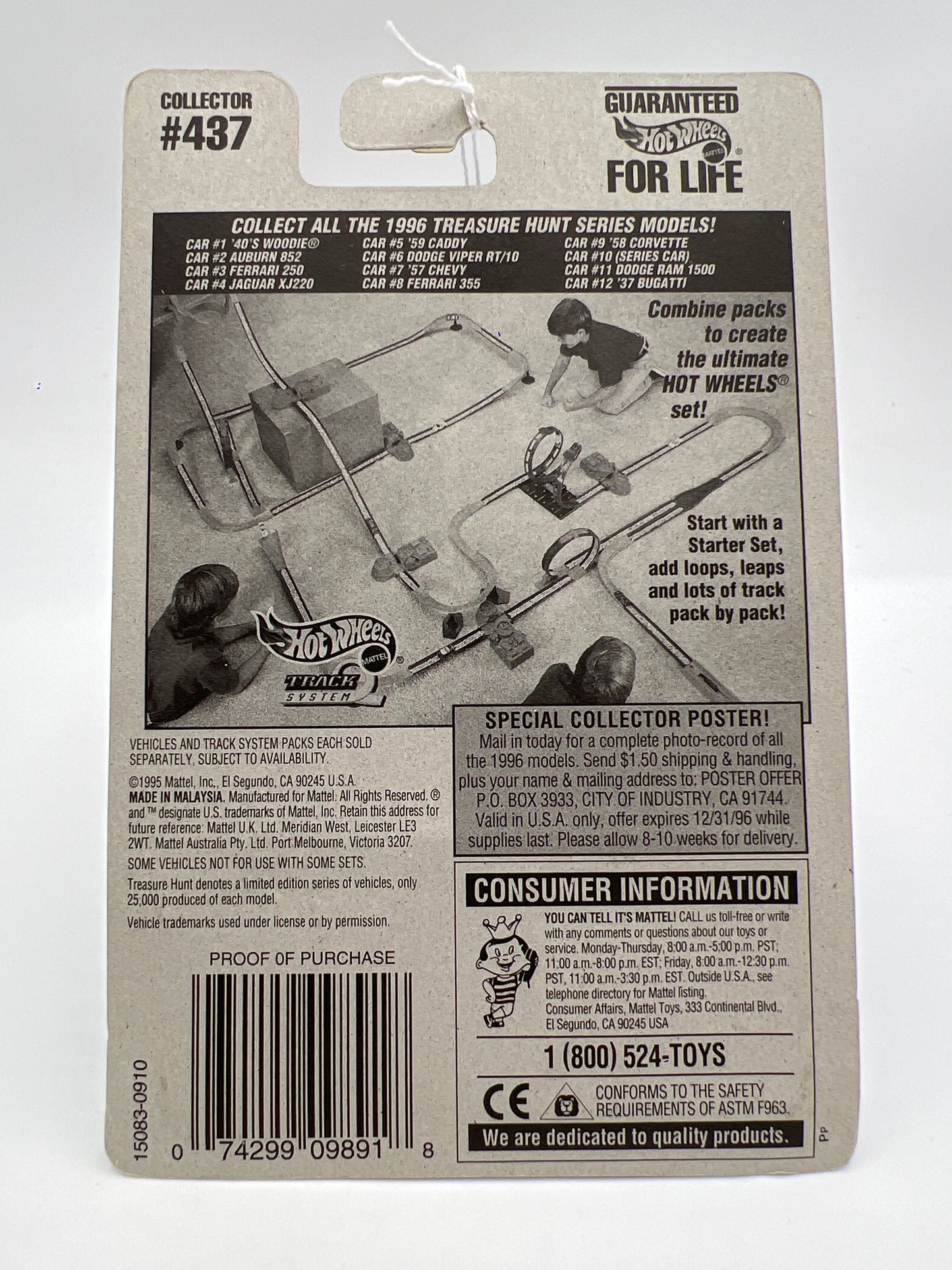 1996 Hot Wheels Treasure Hunt #437 Auburn 852 W/Real Riders 282D