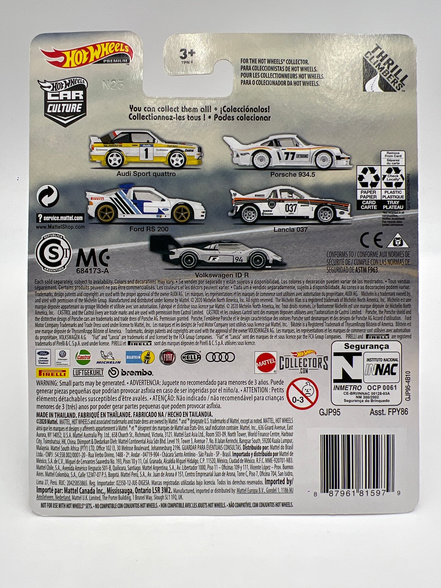 Hot Wheels Premium Thrill Climbers #2 Porsche 934.5 White W/Protector