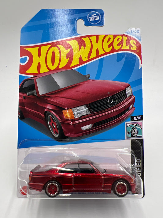 2024 Hot Wheels Super Treasure Hunt #82 89 Mercedes-Benz 560 SEC AMG Red W/Protector