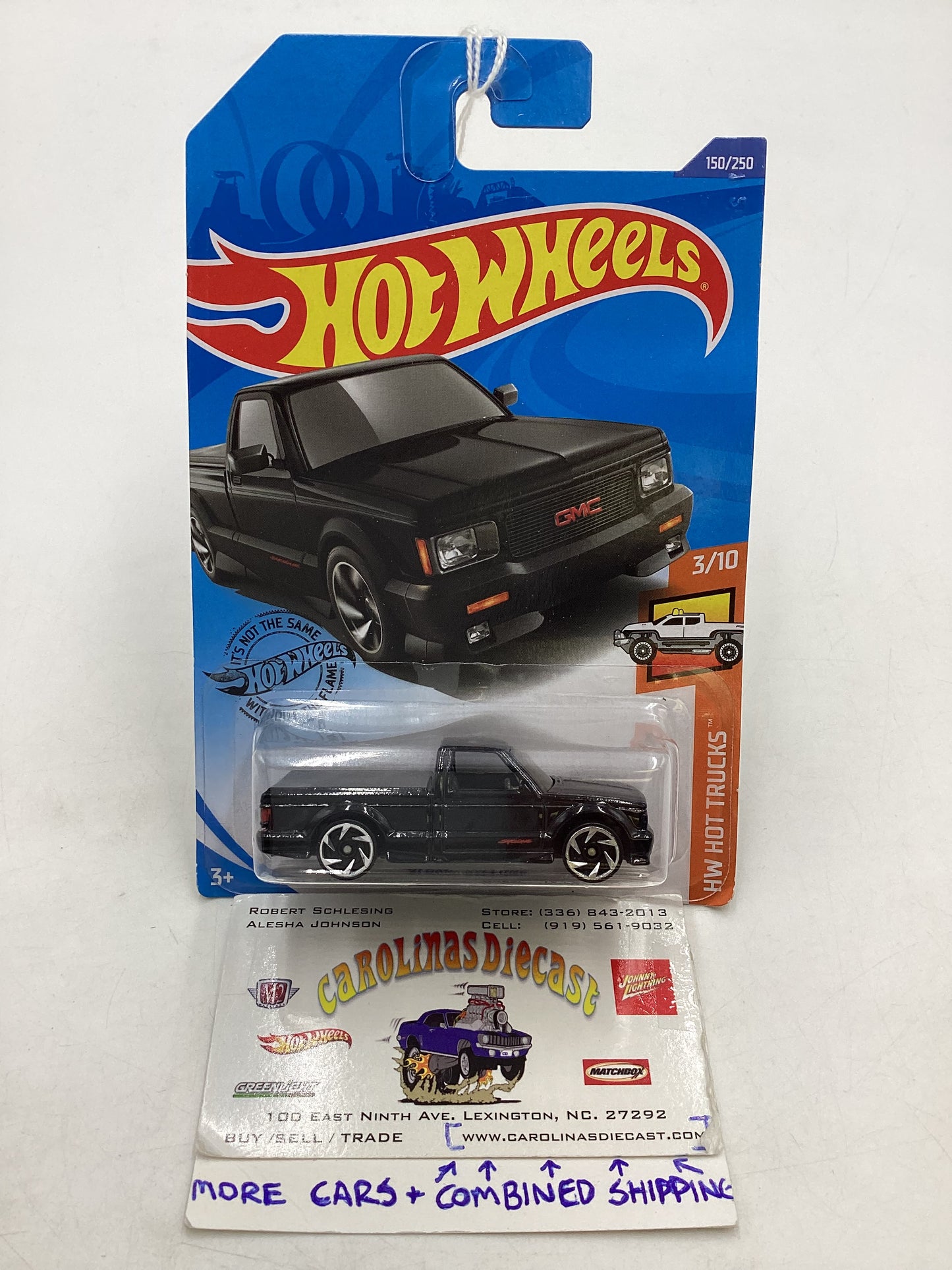 2020 Hot Wheels #150 91 GMC Syclone Black Intl Card 43B