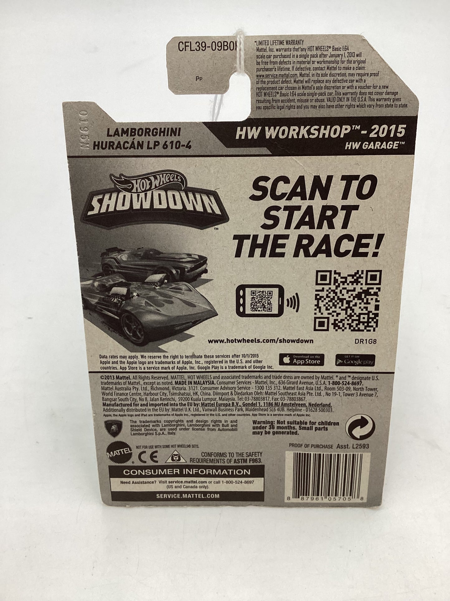 2015 Hot Wheels Workshop #222 *Veins on back* Lamborghini Huracan LP 610-4 Green 101C
