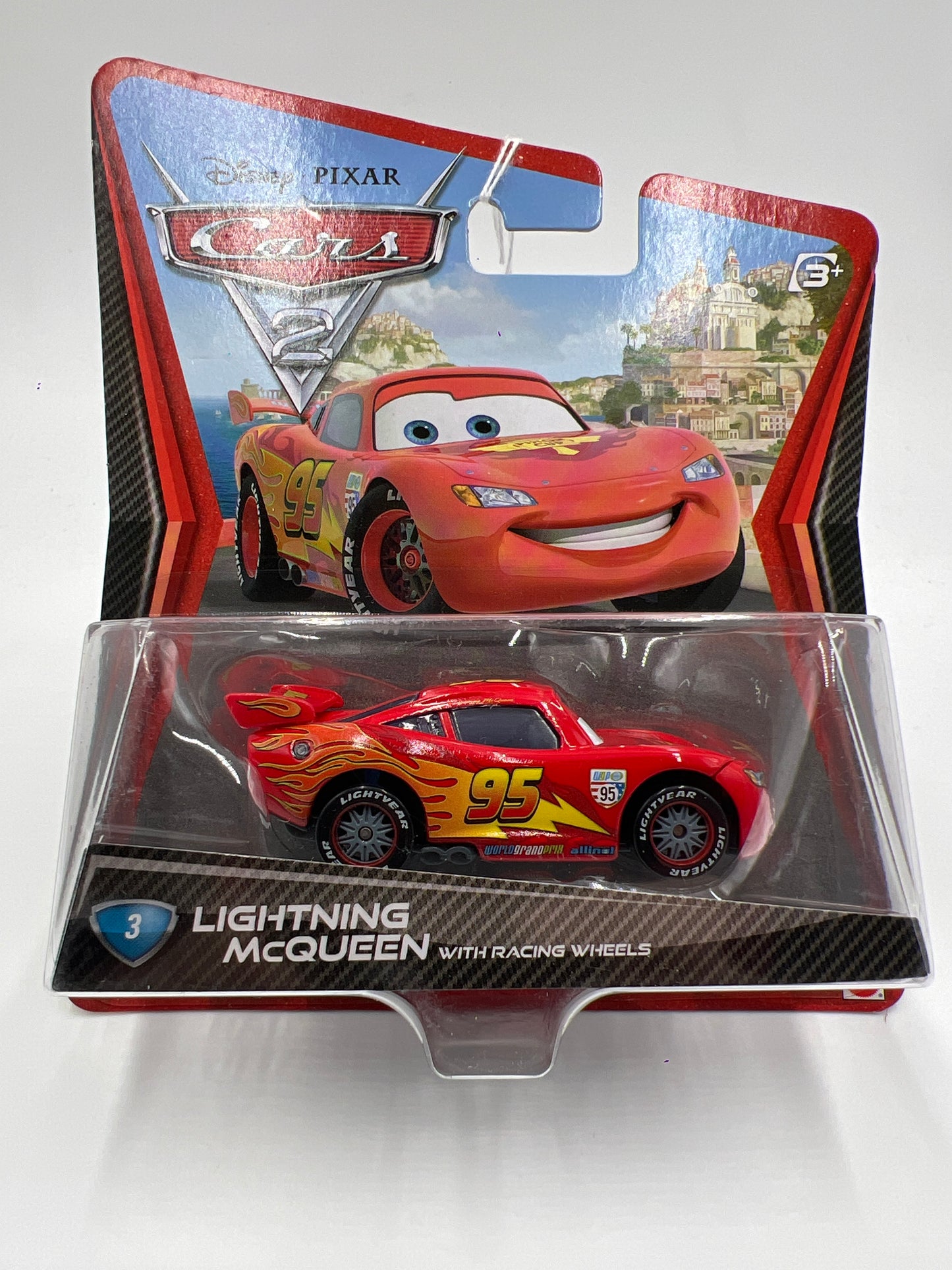 Disney Pixar Cars 2 #3 Lightning McQueen With Racing Wheels 139E