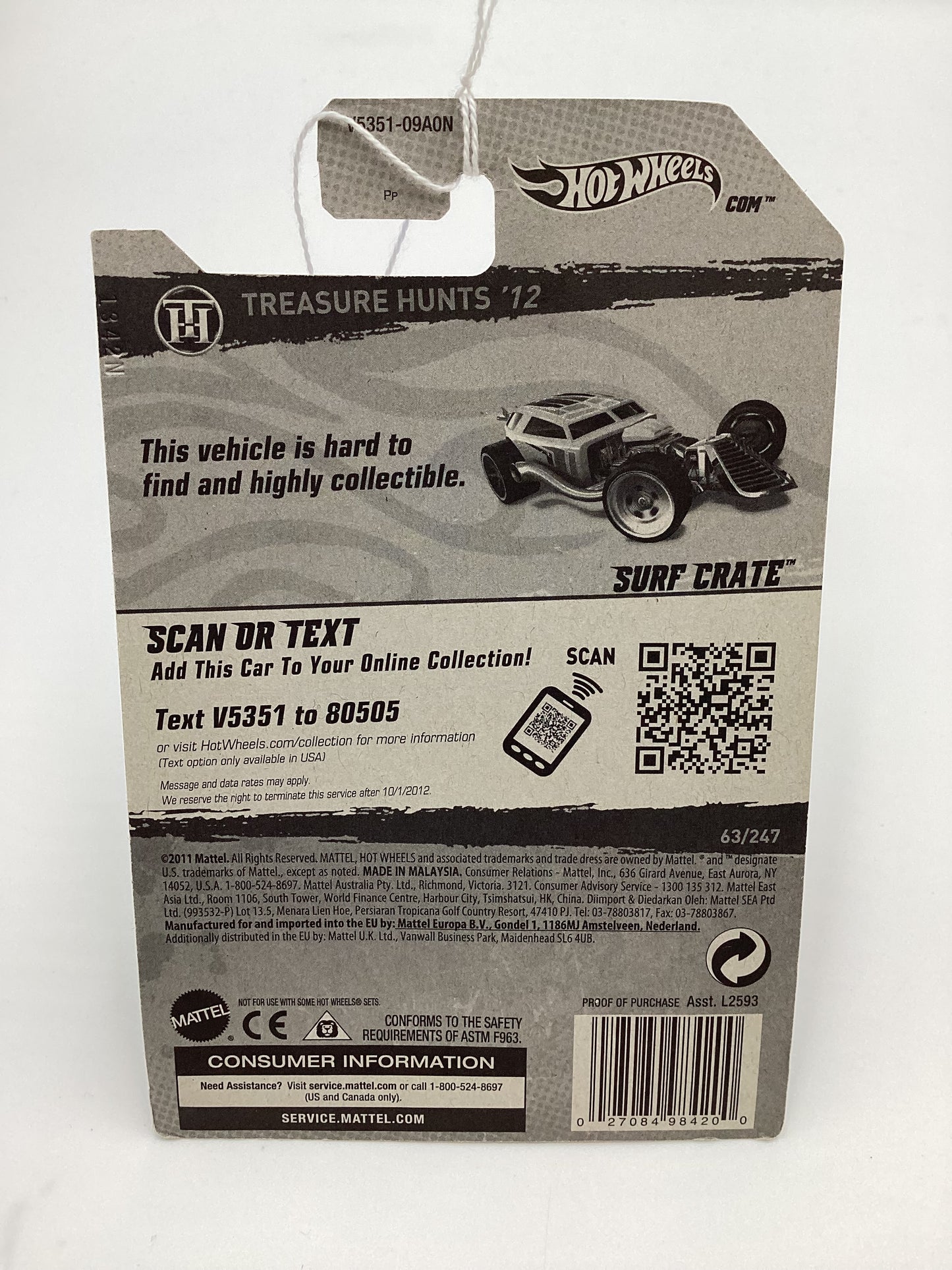 2012 Hot Wheels Treasure Hunt #63 Surf Crate