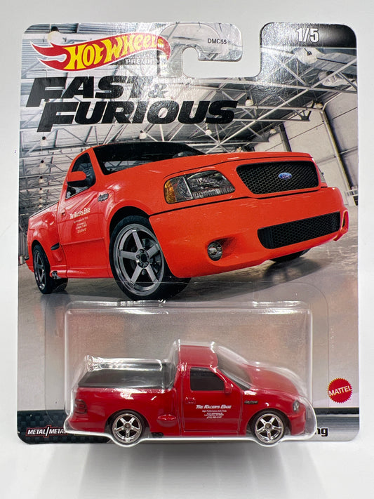 Hot Wheels Premium Fast & Furious Fast #1 99 Ford F-150 SVT Lightning Red W/Protector 2