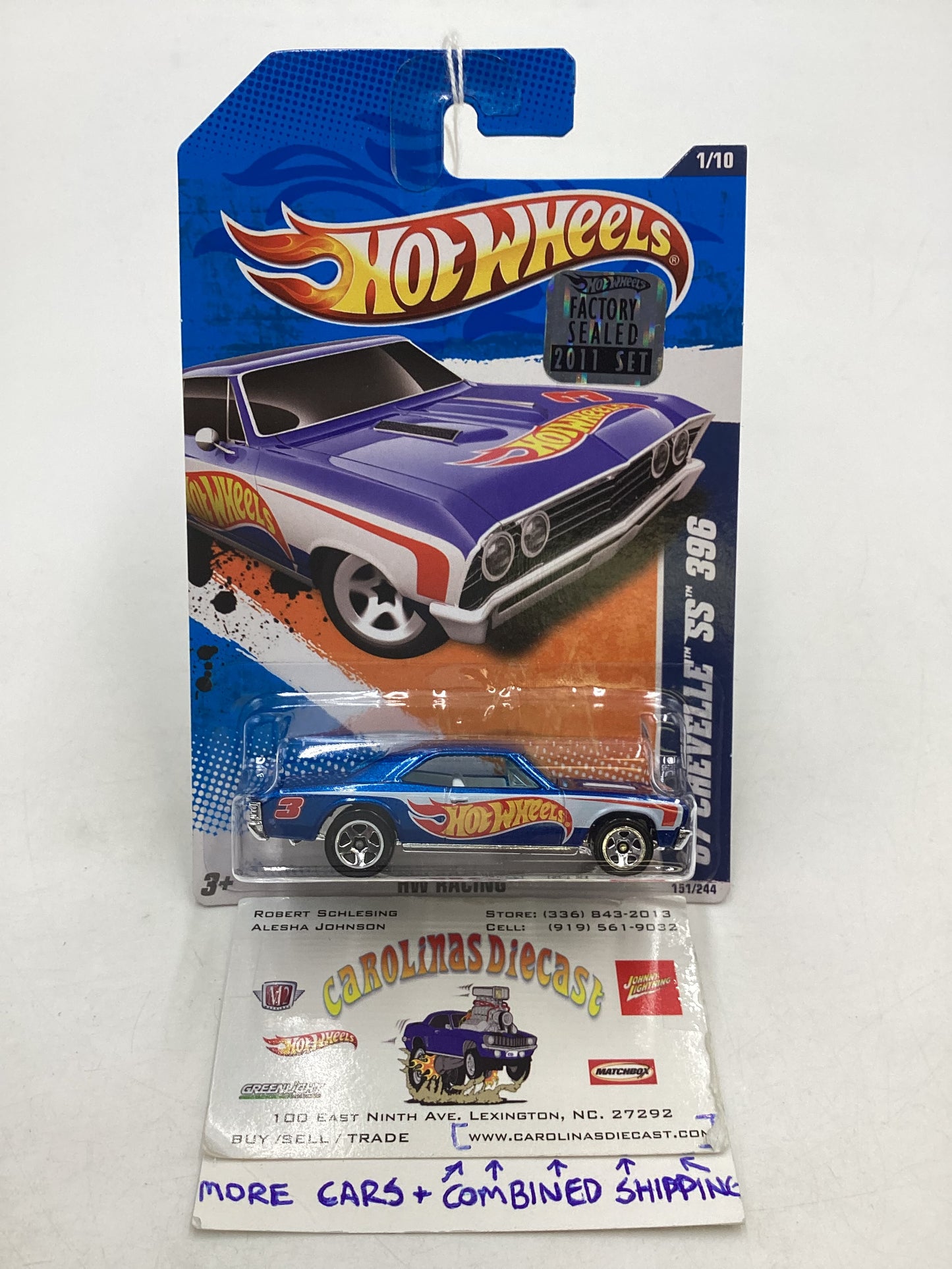 2011 Hot wheels #151 67 Chevelle SS 396 Blue Factory Sealed 13A