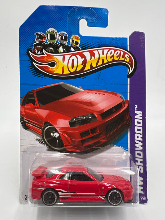 2013 Hot Wheels Showroom #158 Nissan Skyline GT-R R34 Red W/Protector