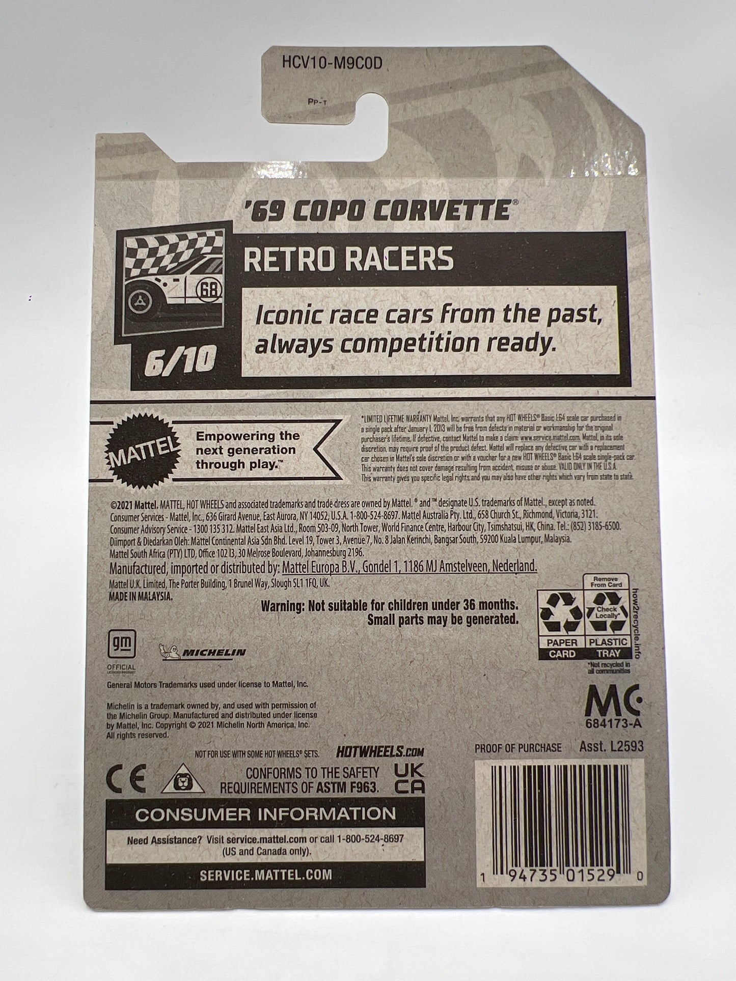 Hot Wheels 69 Copo Corvette Blue Wheel Swap Custom On Card W/Protector SR