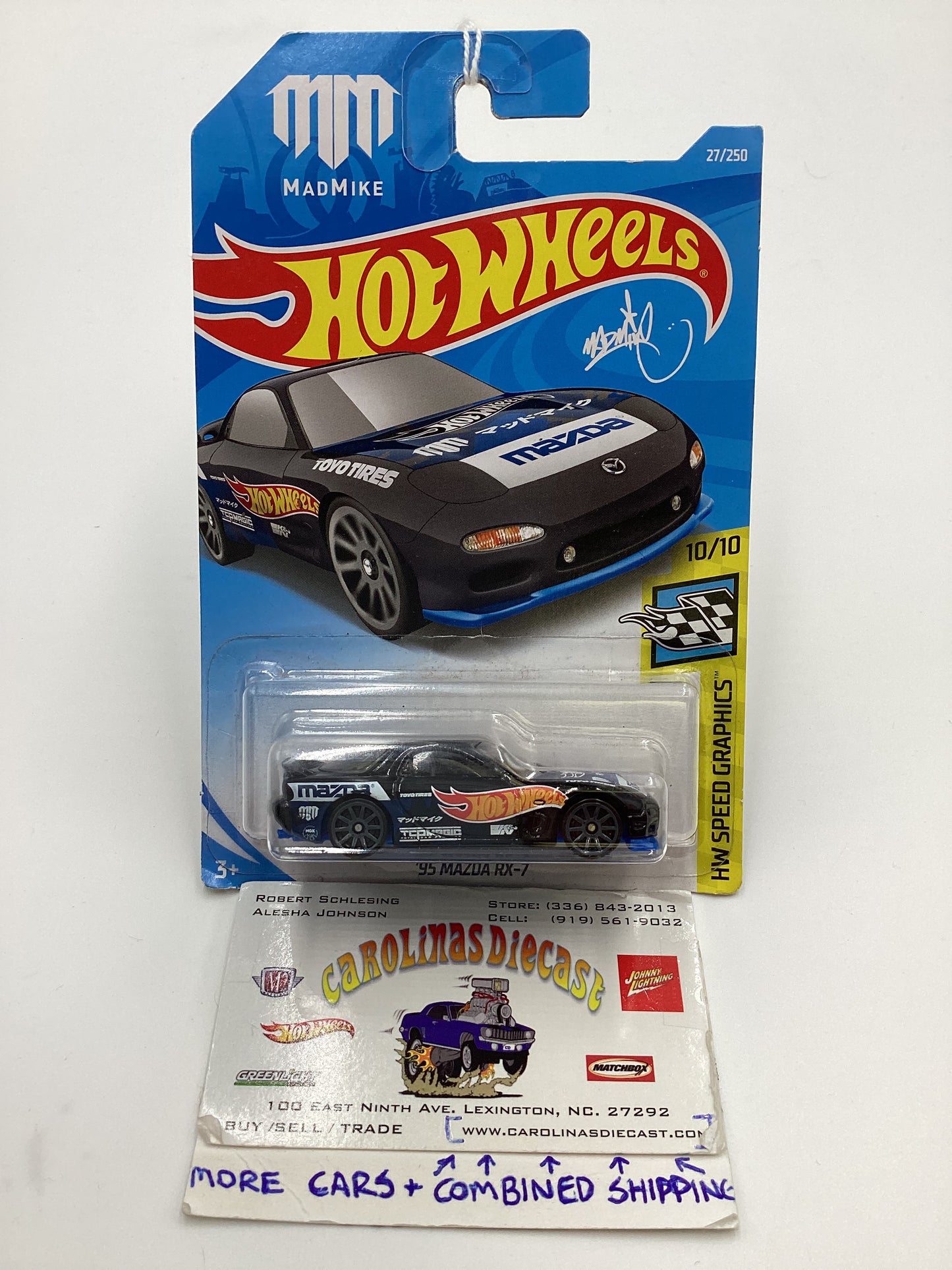 2019 Hot Wheels #27 95 Mazda RX-7 Max Mike Black 87C