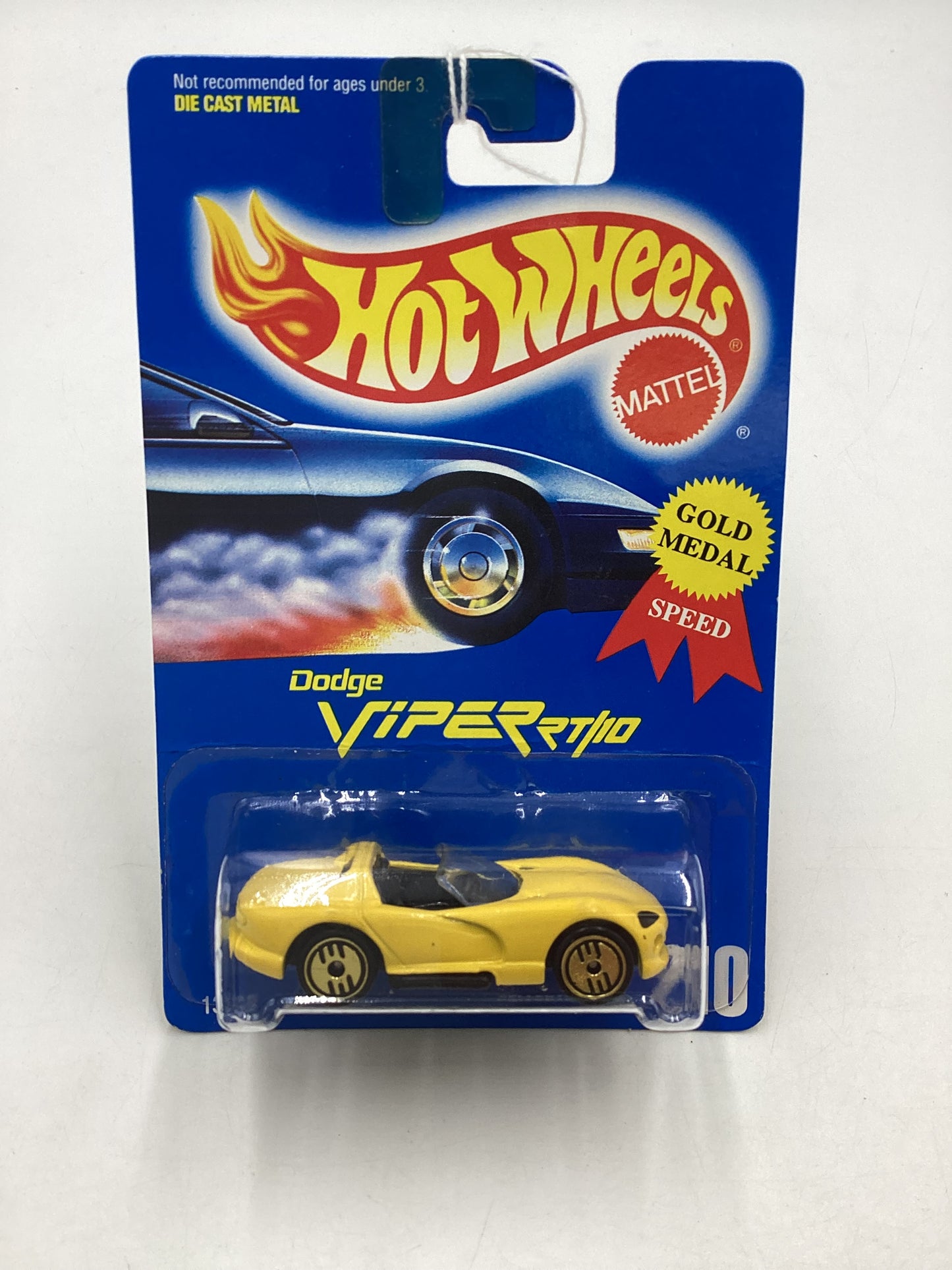 Hot Wheels Blue Card Collector No. 210 Dodge Viper R/T 10 Yellow UH Gold Wheels 240D