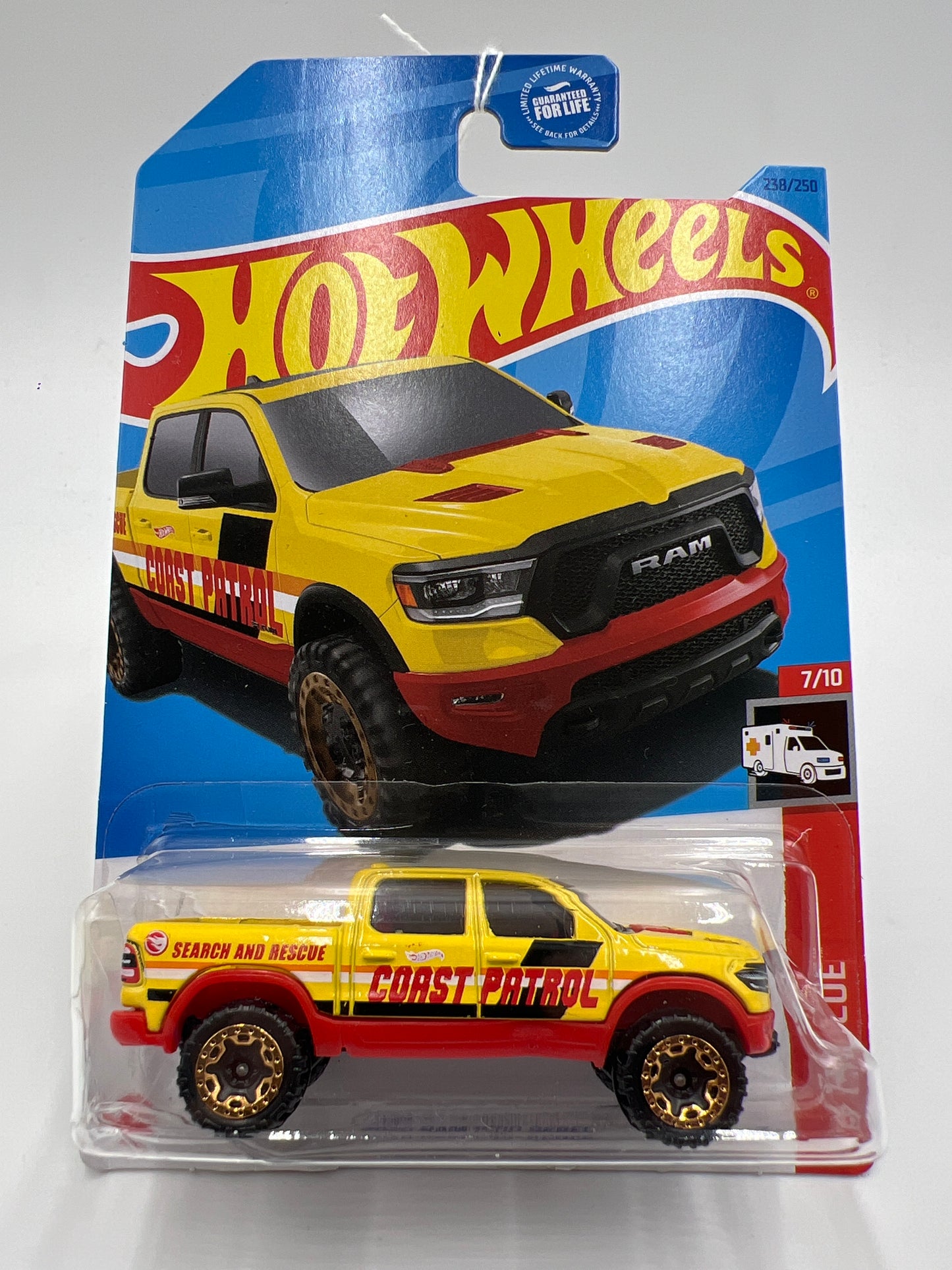 2023 Hot Wheels Rescue Treasure Hunt #238 2020 Ram 1500 Rebel Yellow Bad Card 274C