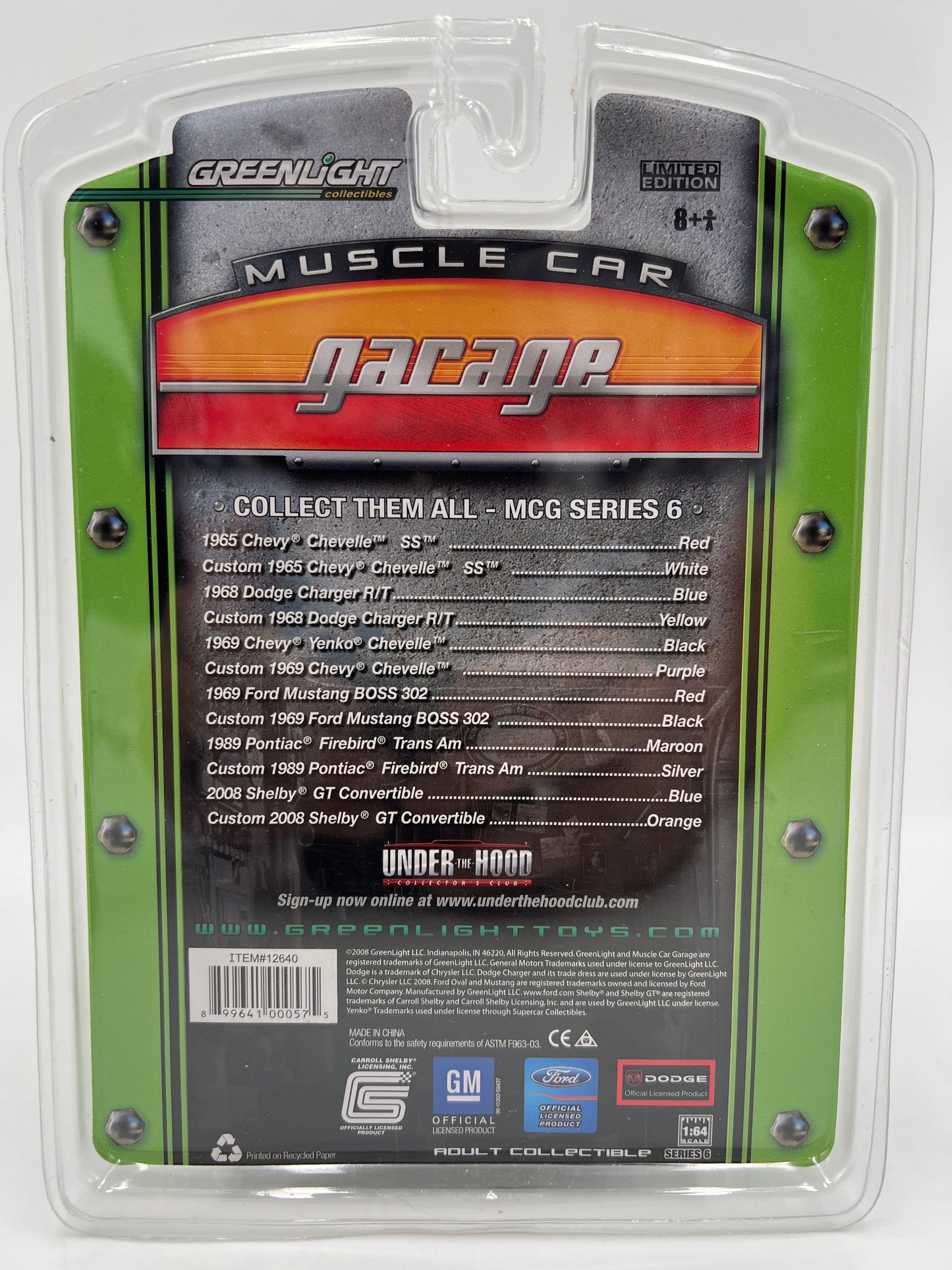 Greenlight Muscle Car Garage Series 6 Custom 1969 Ford Mustang Boss 302 Green/Black 176C