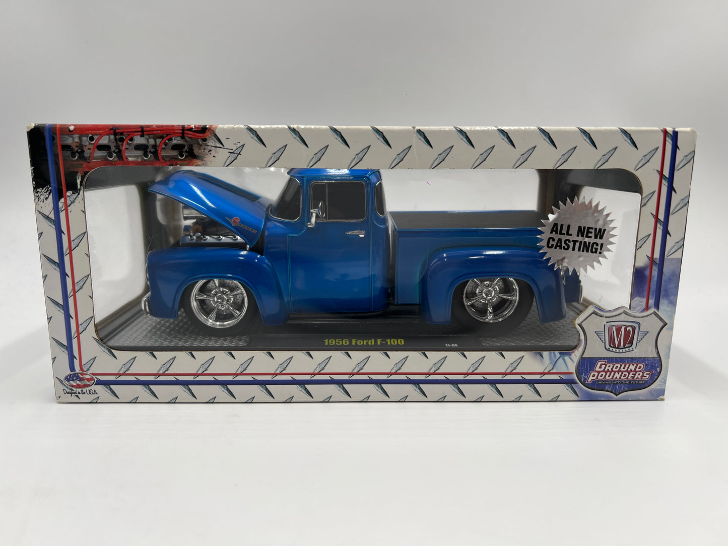 M2 Machines 1/24 Ground Pounders 1956 Ford F-100 Blue 11-05