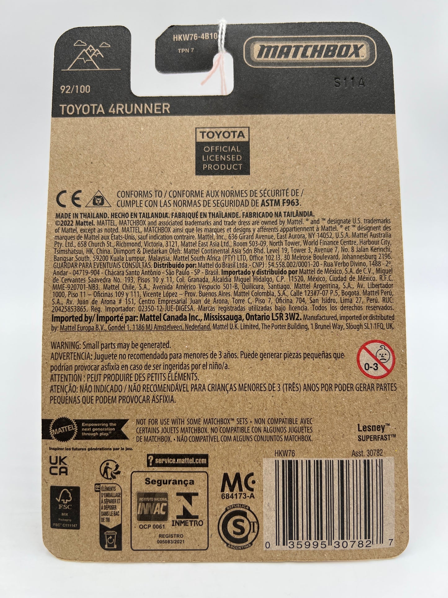 2023 Matchbox #92 Toyota 4Runner Light Blue 208D